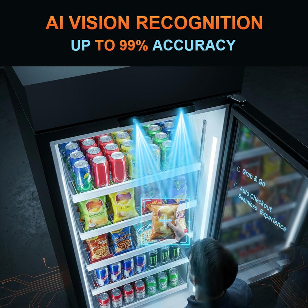 AFEN Smart Vending Machine 530L, Commercial Combo Snack & Drink Vending Machine with AI Technology, Smart Cooler with App Management for Office/School/Gym, Card Reader