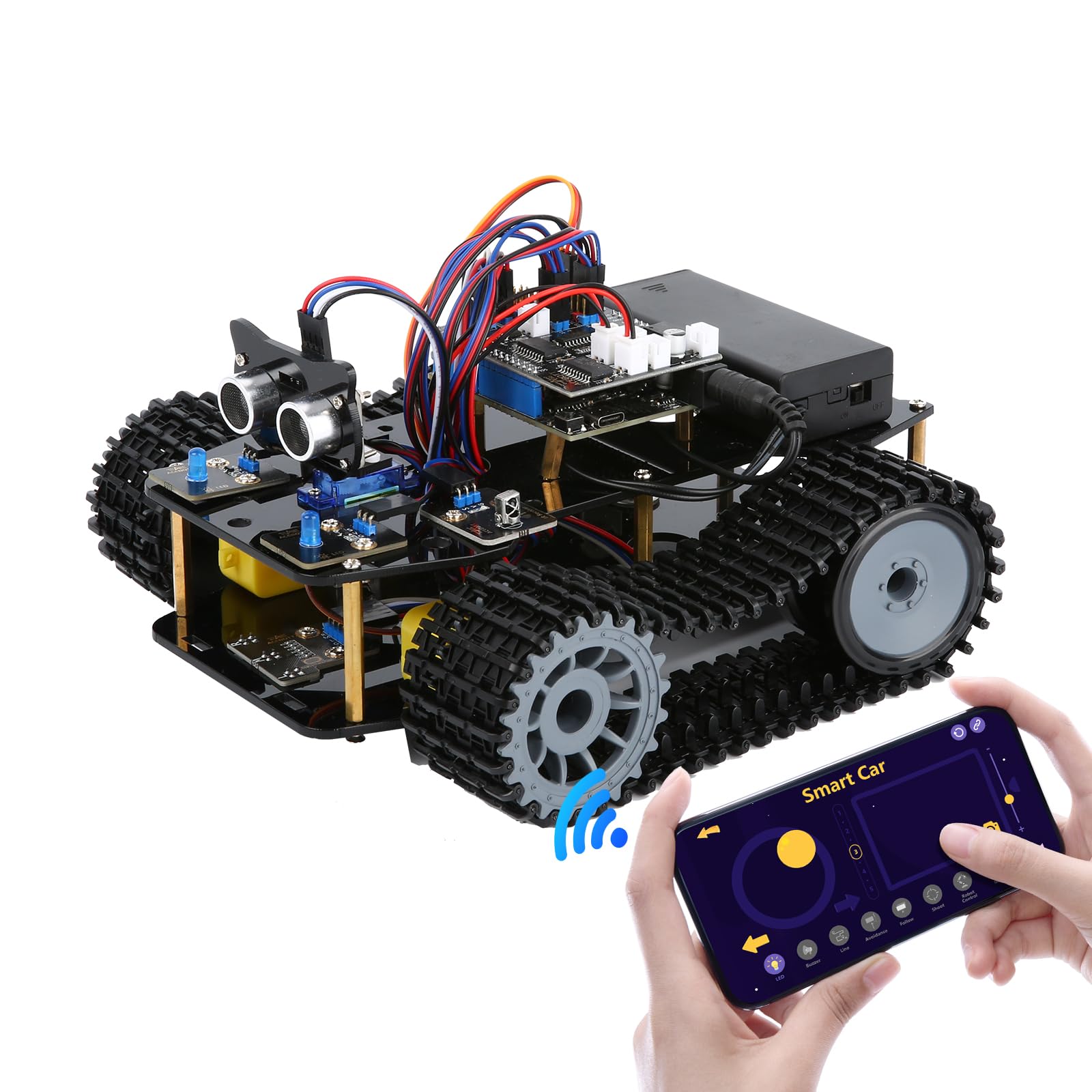 ACEBOTT Robot Arm Expansion Pack Smart Car Starter Kit, Robotics Kit for Kids Ages 8-12 12-16, STEM Toys Coding Robot Kit for Teens & Adults(QD007)