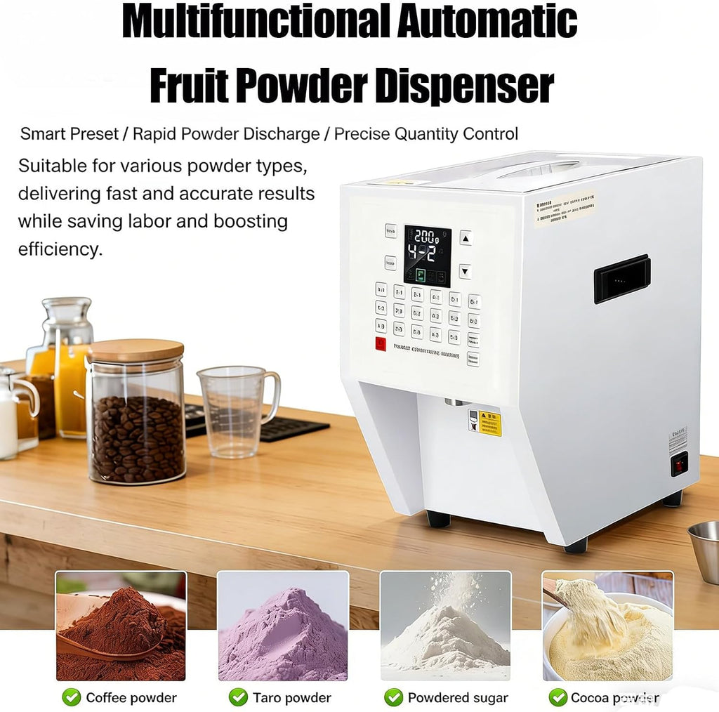 Commercial Automatic Powder Dispenser Machine – Powdered Creamer Dispenser & Fruit Powder Machine, 17 Memory Buttons for Coffee Shop, Milktea Shop