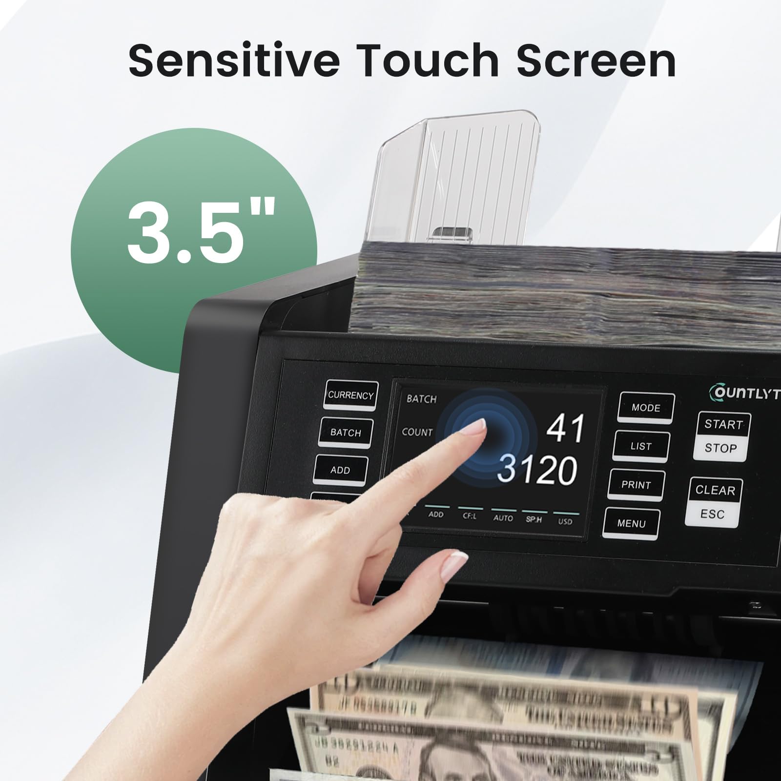 C-N30A Mixed Denomination Money Counter Machine,Value Counting,Multi Currency,CIS/UV/MG/IR Counterfeit Detection Bill Counter,Printer Enabled,Touch Screen,Cash Counter