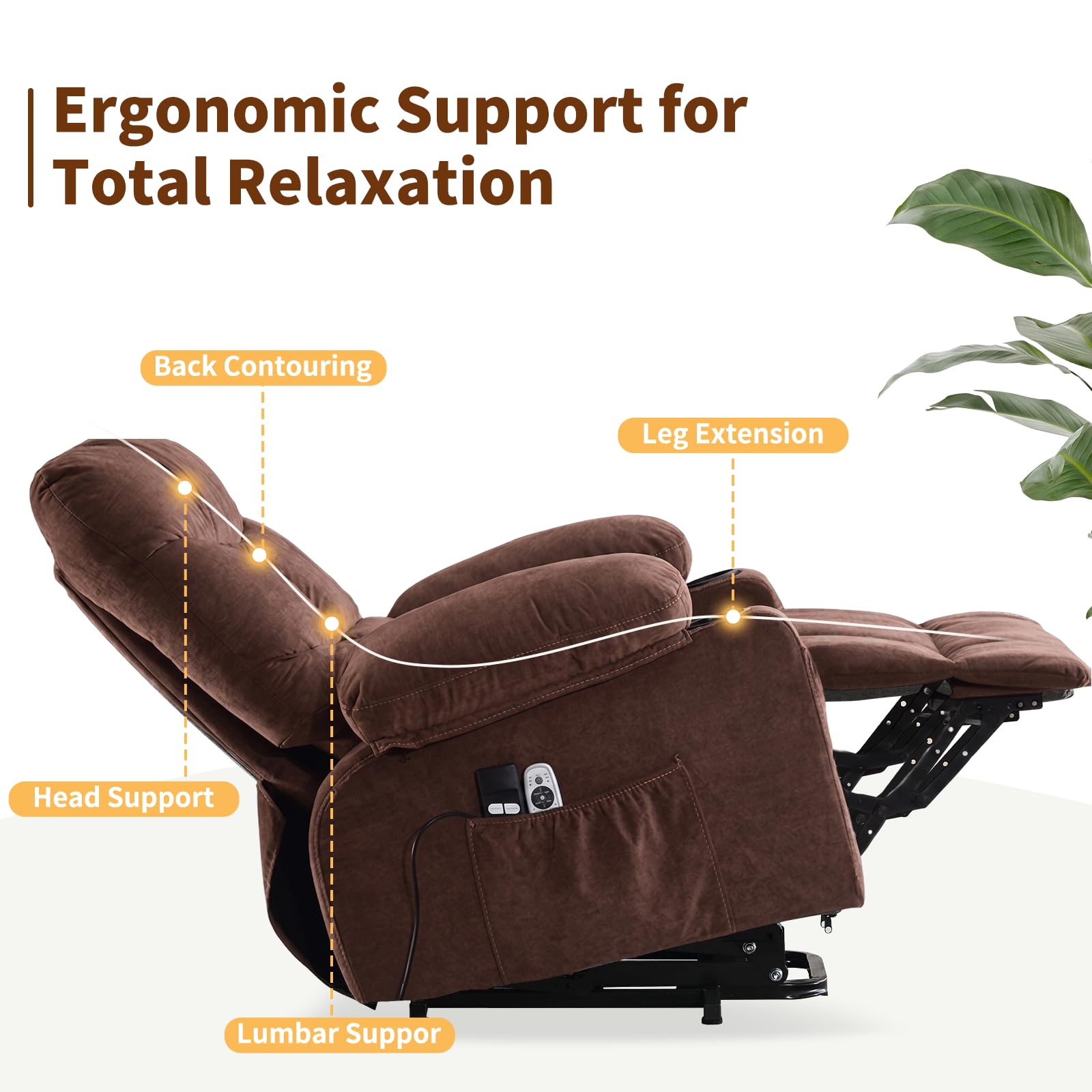Power Lift Recliner Chair for Elderly with Massage and Heat, Comfortable Electric Power Reclining Chair with Side Pockets,2 Cup Holders and USB Charging Port for Living Room (Grey)
