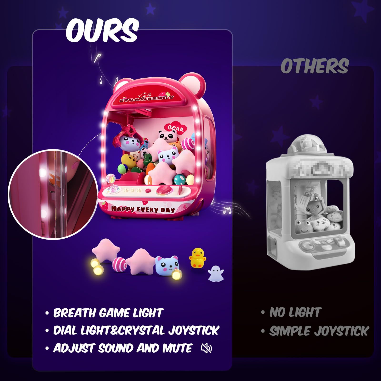 Skirfy Claws Machines for Kids,Unicorns Toys for Girls Age 6+,Mini Vending Machines with Squishyes Fidgets Toys,Candy Dispenser Machines,Claws Game, New Years Birthday Gifts