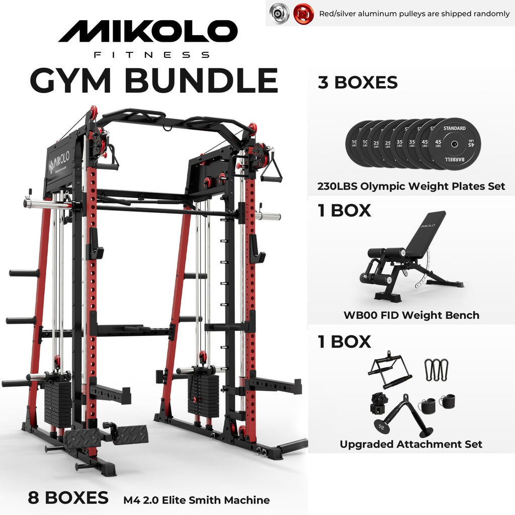 Mikolo M4 2.0 Smith Machine, All-in-One Home Gym Power Cage with LAT Pulldown & Cable Crossover, Squat Rack for Full Body Workouts