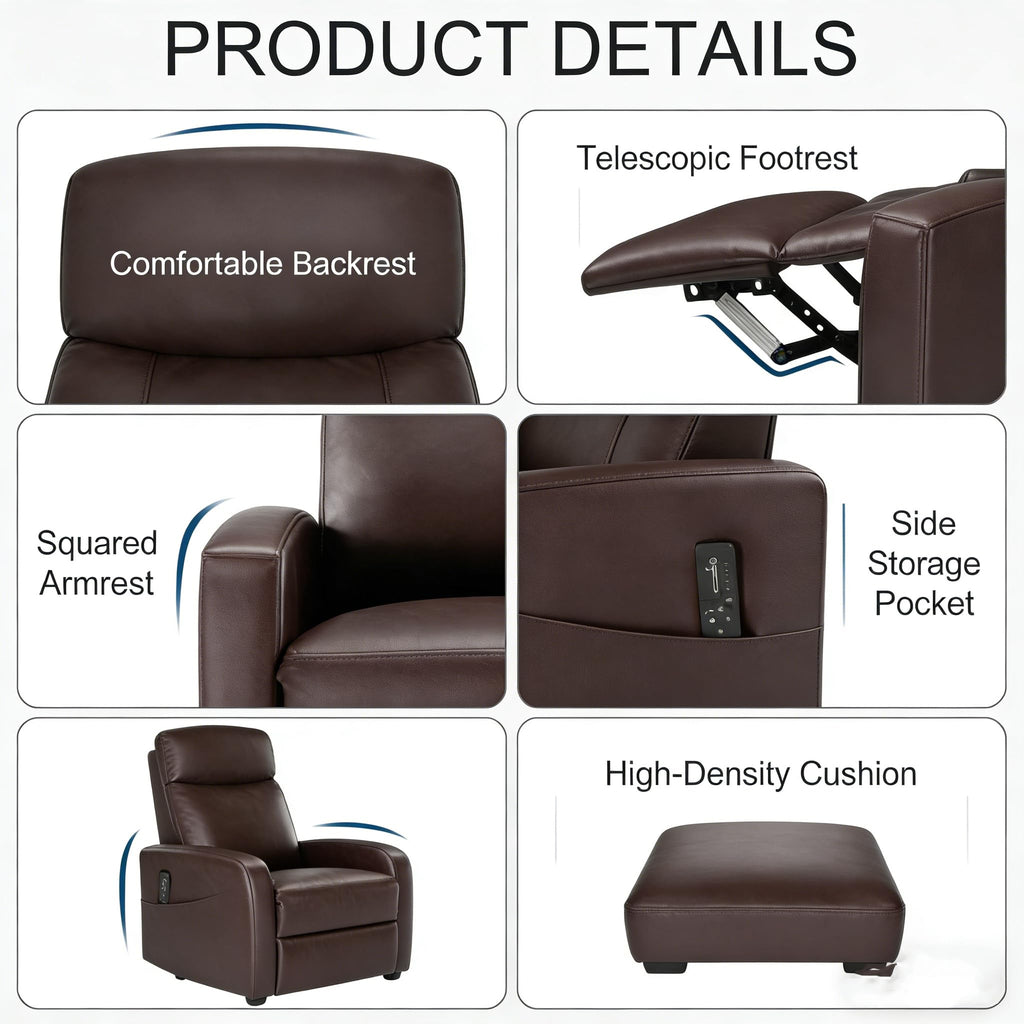 Simple Deluxe Massage Recliner Chair - Adjustable PU Leather Recliner, Luxe Reading Chair & Sofa Chair for Living Room Chairs or Bedroom Chair, Small Recliner for Home Theater, Black
