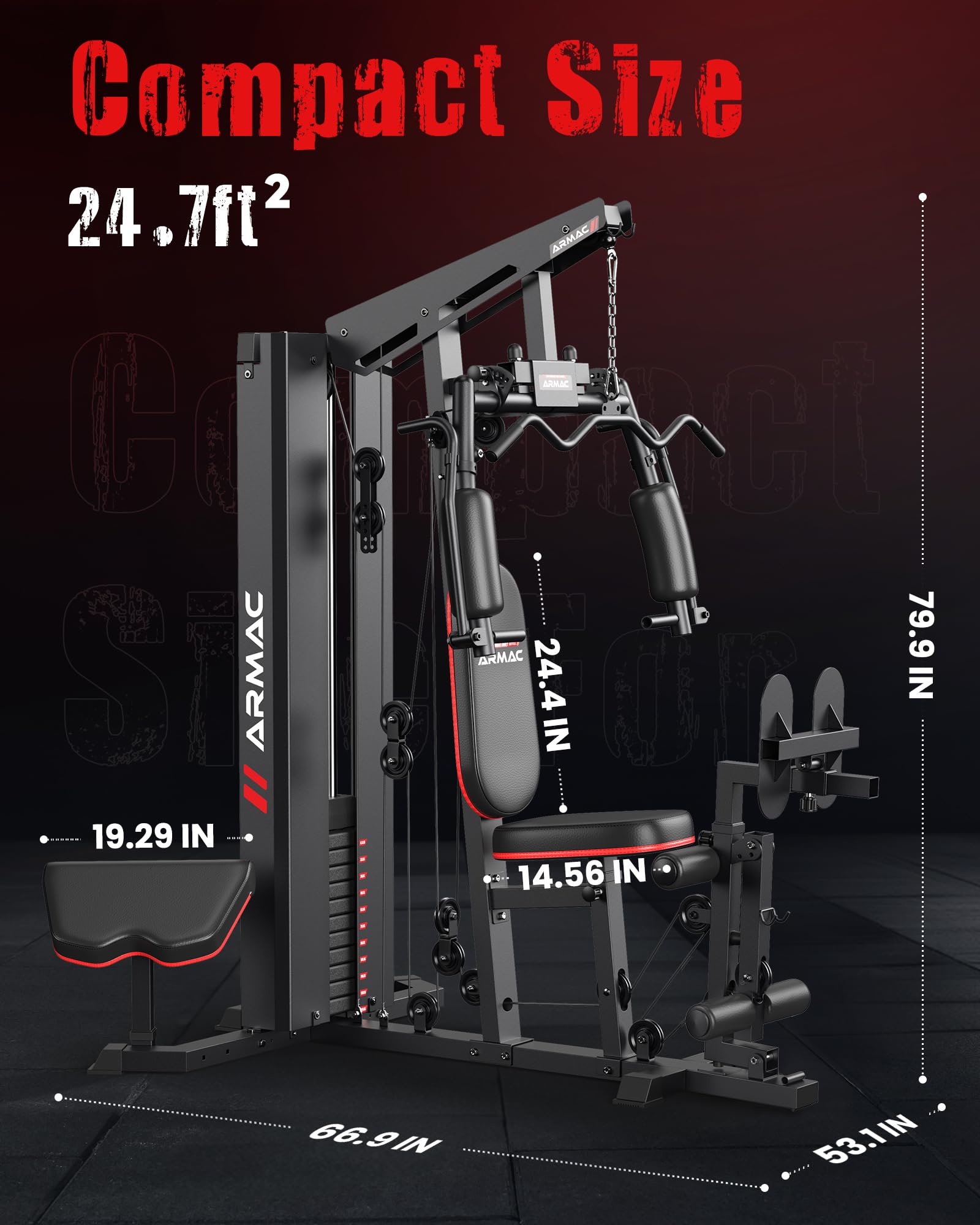 Sportsroyals Home Gym, Multifunctional Gym Equipment, Workout Equipment with 150LBS Weight Stack, for Leg Press, LAT Pull Down, Chest Presses
