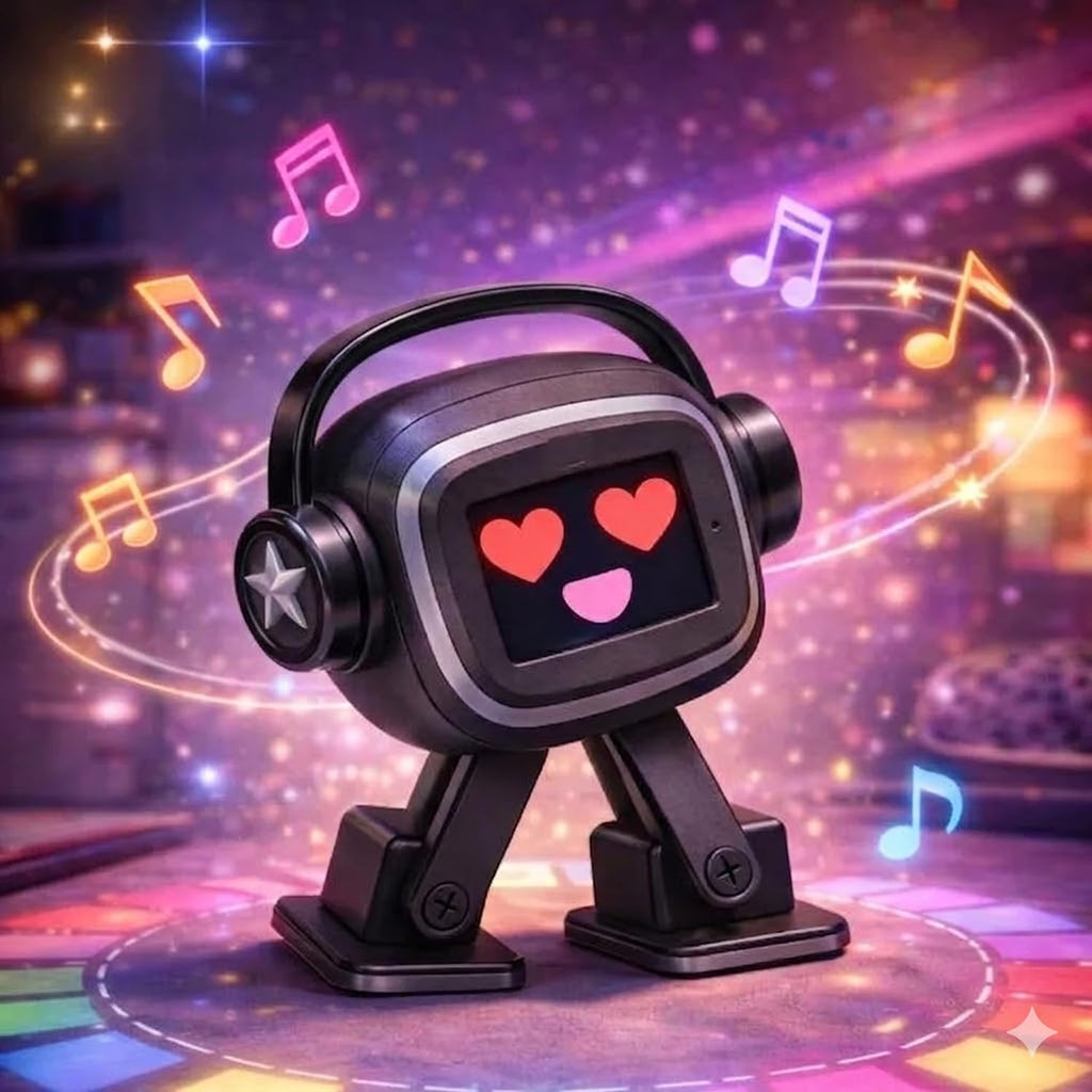 AI chatbot Robot Companion and smart Interactive Toy Featuring Voice Chat, Facial Expressions, Dancing and Music, Complete with a complimentary Outfit—Making it the Ideal Gift (Black)
