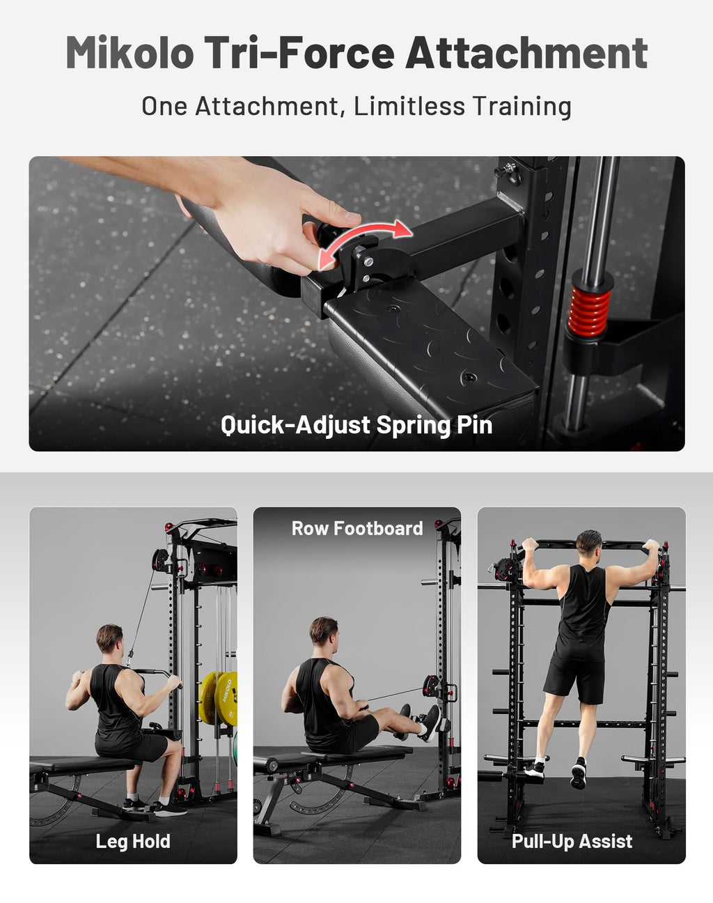 Mikolo M4 2.0 Smith Machine, All-in-One Home Gym Power Cage with LAT Pulldown & Cable Crossover, Squat Rack for Full Body Workouts