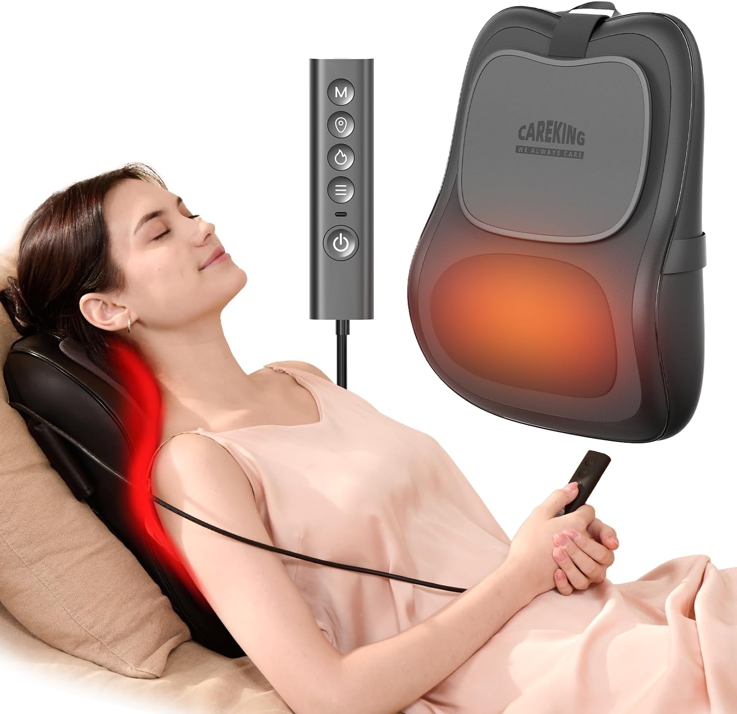 Back Massager with Heat, 3D Massage Pillow for Back, Neck, Shoulder,Leg, Shiatsu Back Massager for Pain Relief, Up&Down Lower Back Massage, Gifts for Women Men Dad Mom At Home Office Car (Black)