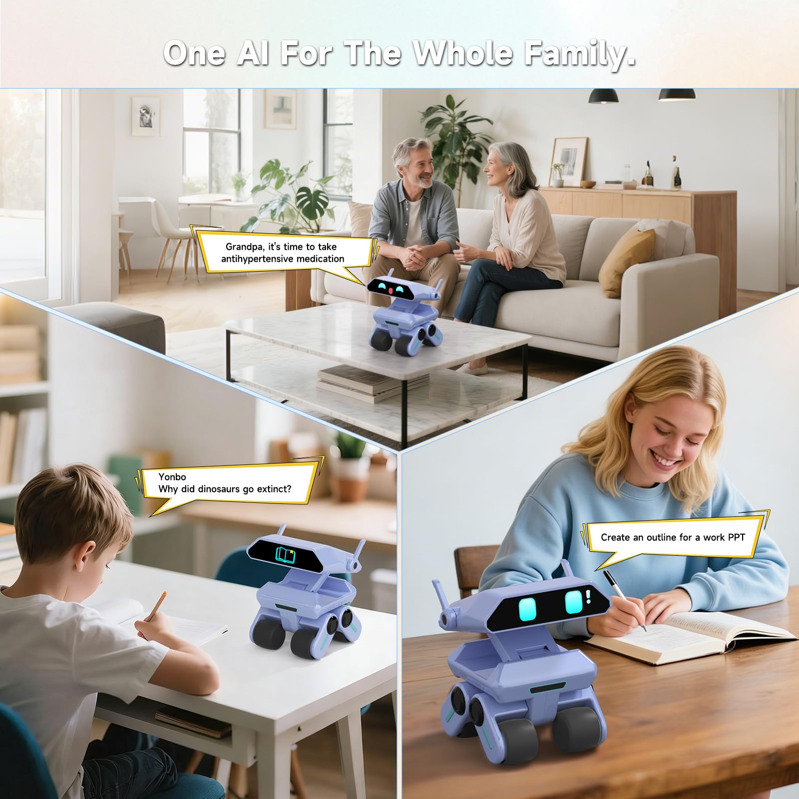 AI Robot for Kids, ChatGPT Powered Interactive Smart Companion, STEAM Educational Programmable Toy with Visual Recognition & Emotion-Aware, Personalized AI Friend for Teens Yonbo