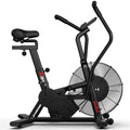 pooboo Exercise Bike, Stationary Bike for Home Gym, Air Resistance Bluetooth Fan Bike w/Dual Acction Handlebars & Dual-Layer Transmission System, Upright AirBike Indoor Cycling Bike for Cardio Workout
