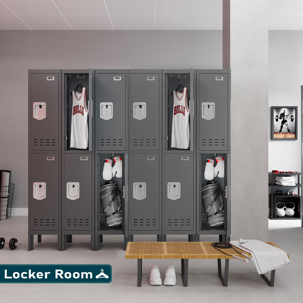BUTISOW Metal Lockers - 66" Height Steel Lockers for Employees with 5 Door Storage Locker with Card Slot for Employees Gym School Home Office Garage - Assembly Required