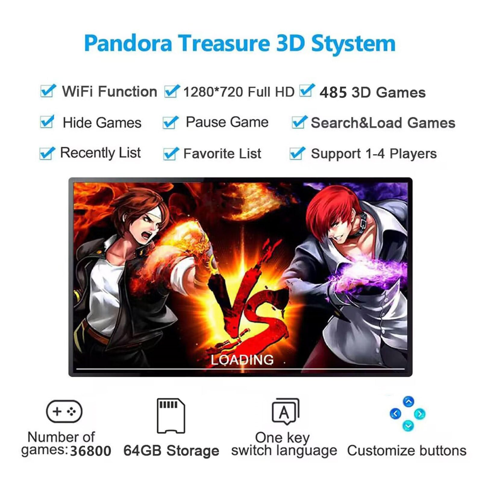 GWALSNTH 32000 in 1 Pandora Box 60S Arcade Game Console,1280X720 Display,Search/Save/Hide/Pause Games,Two Separate joysticks,1-4 Players …