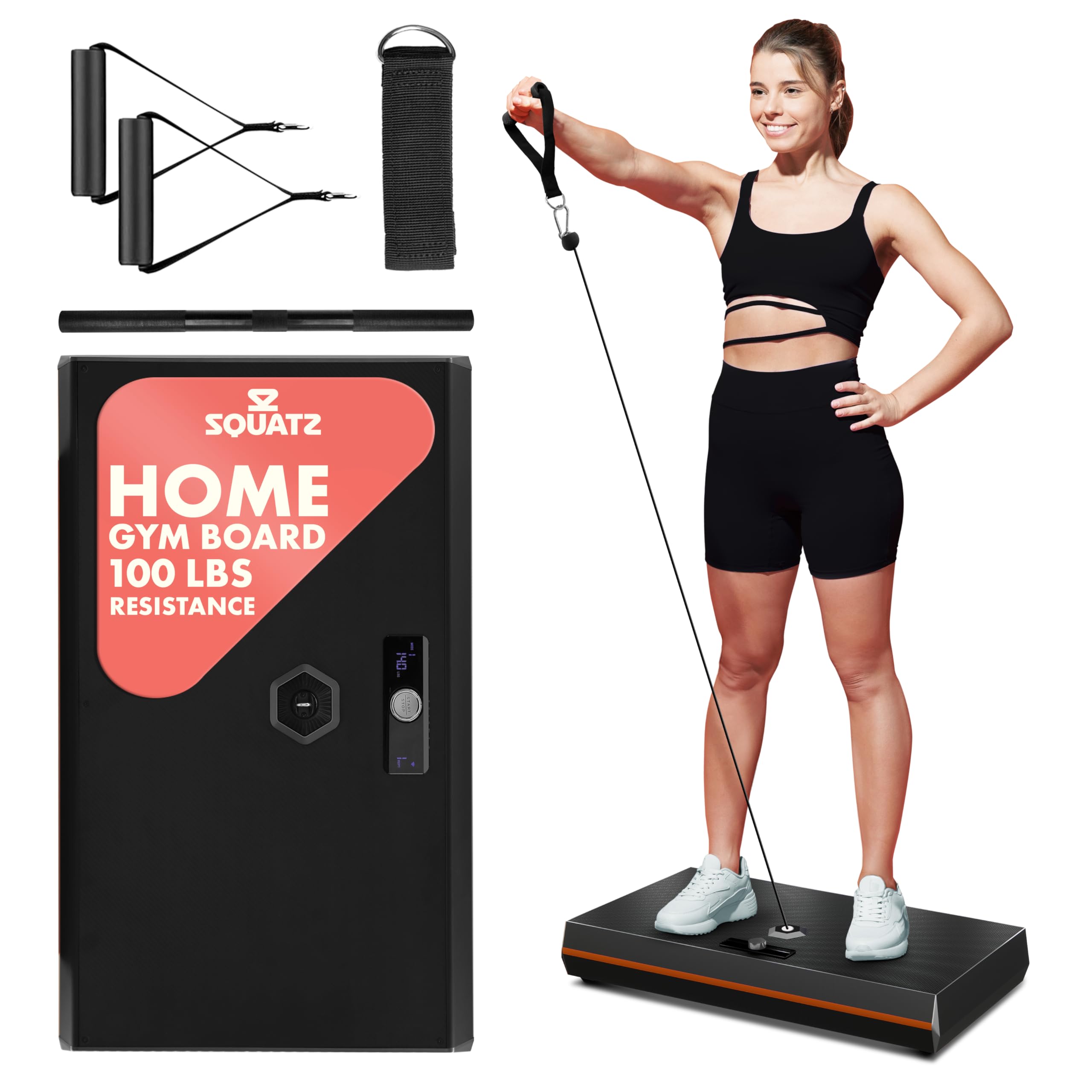 SQUATZ Pluto Board Smart Home Gym Version I 100 LBS Resistance, Multifunctional All in One Gym, Single Cable Weight Machine with Multiple Training Modes, Home Gym Equipment for a Full Body Workout