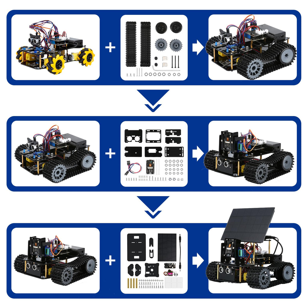 ACEBOTT Robotics for Kids Ages 8-12, Smart Robot Arm Car Kit with 5DOF, STEM Toys for Boys Age 8-12 12-16+, ESP32 Arduino/Python/Blockly Coding, App & Remote Control, STEM DIY Gift for Teens & Adults