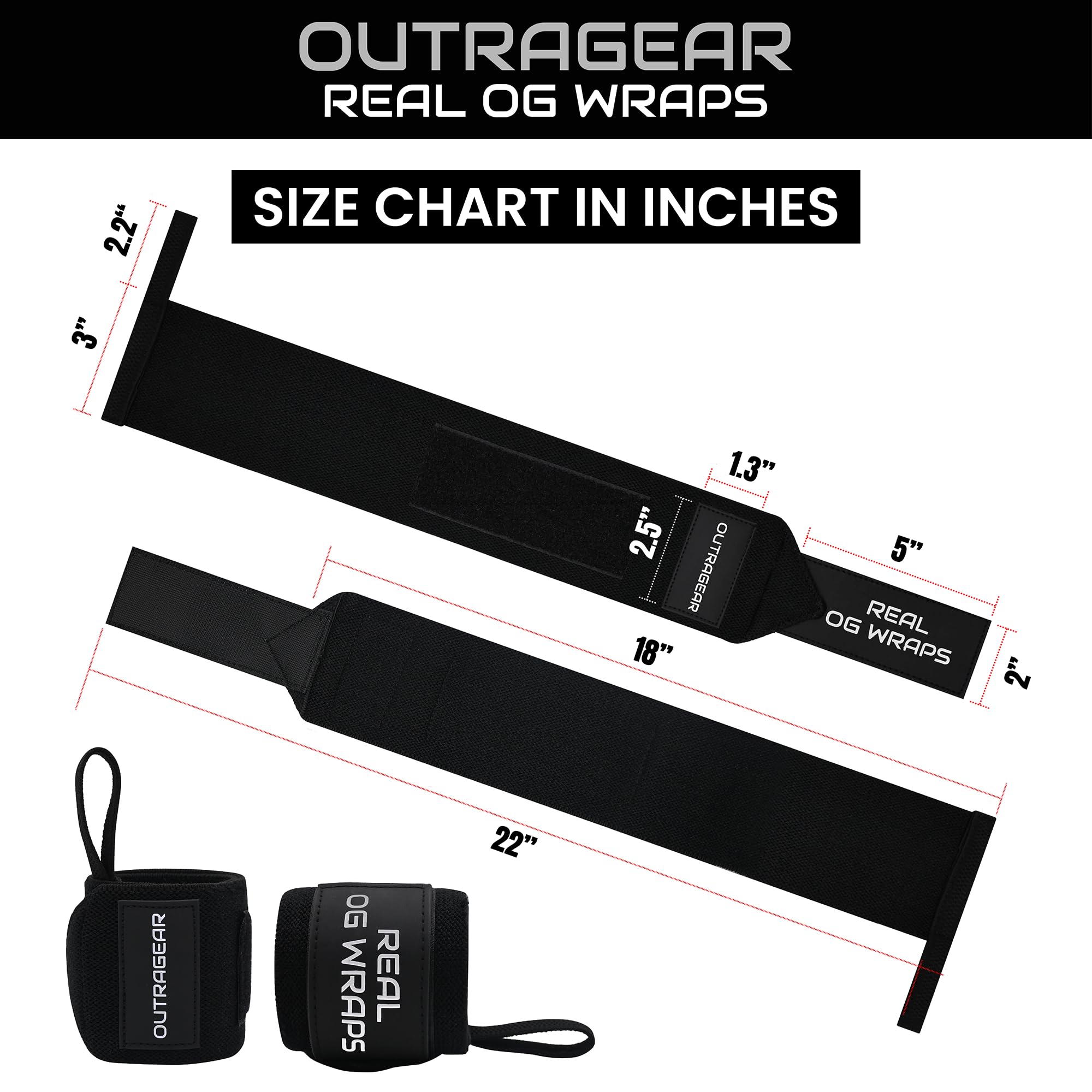 18" OG-Grade Wrist Wraps for Weightlifting – Heavy Duty Wrist Support with Thumb Loop & Lockdown Strap – Wrist Straps for Powerlifting, Bench Press & Gym Training