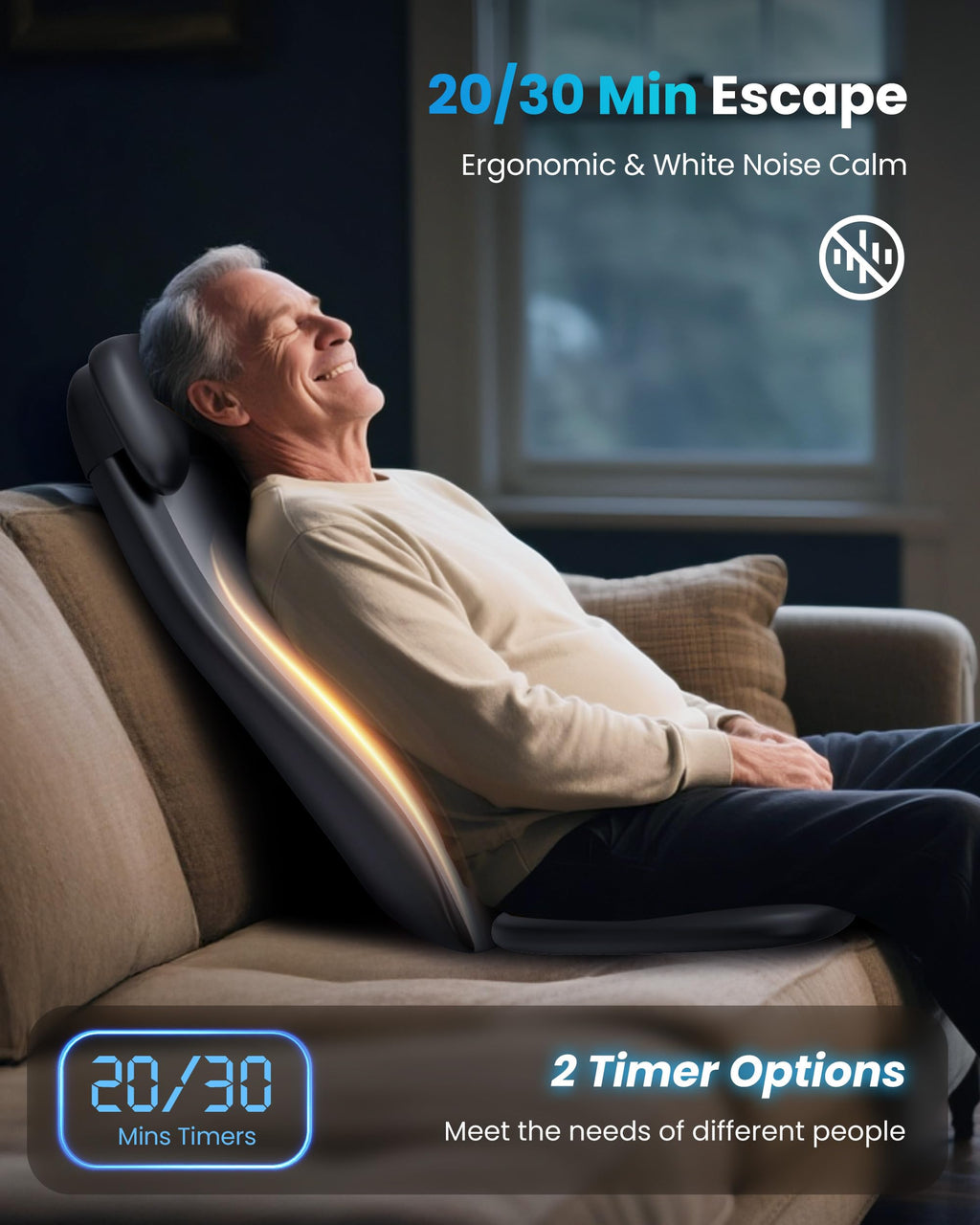 COMFIER Massager Chair with Heat, Shiatsu Neck Back Massager Portable with Compression & Rolling,Massage Chair Pad for Neck & Back for Muscle Tension Relief, Father Day Gift