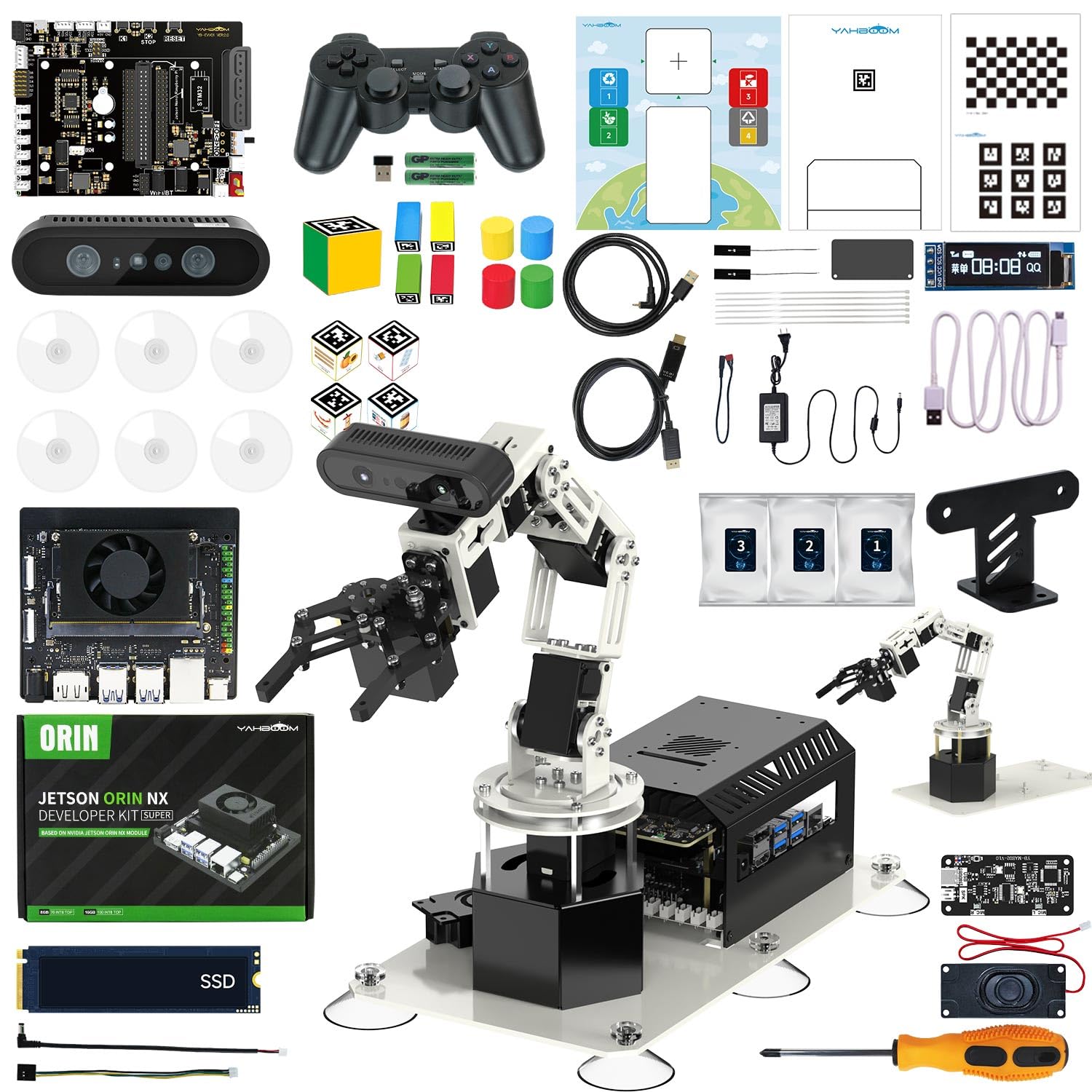 Yahboom ROS2 Robot Car Ackerman Steering Chassis,AI Visual Recognition Embodied Intelligence AI for Jetson Nano B01 4GB,AI Voice Interaction(Superior Ver with Nano-4GB)