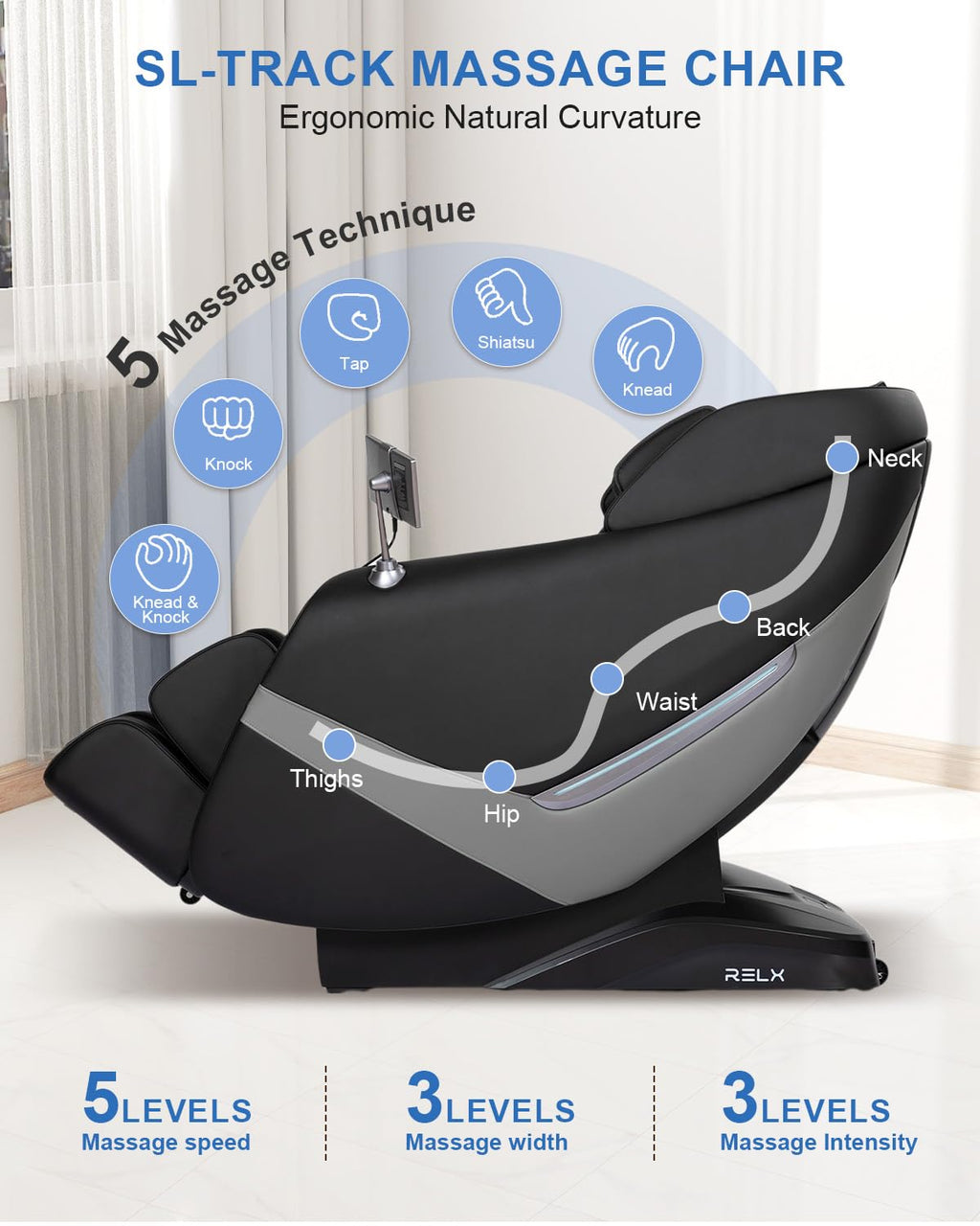 RELX 2026 Massage Chair Full Body, Zero Gravity Airbag Shiatsu Massage Chair with SL-Track, Heating, AI Control, Body Scan, 13 Modes, Foot Rollers, and Deep Yoga Stretch (Beige)