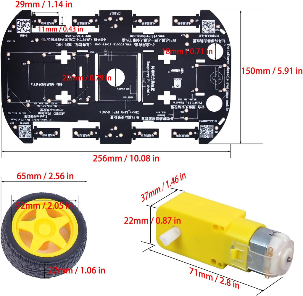 4WD Smart Robot Car Chassis Kit for Arduino Raspberry Pi DIY Programmable TT Motor, Robotics Educational Kit for Teens Adults Hobbyists Robot Chassis