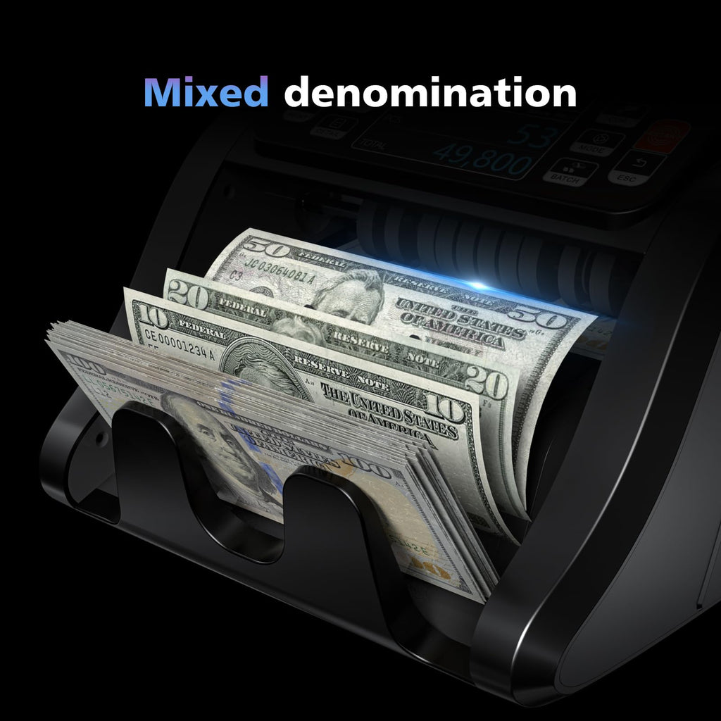 Aneken N60 Money Counter Machine Mixed Denominations, Cash Counter with 3.5” HD Dual TFT Display, UV/MG/IR/DD Counterfeit Detection, Printer-Ready Bill Counting Machine for Business, Upgraded Version