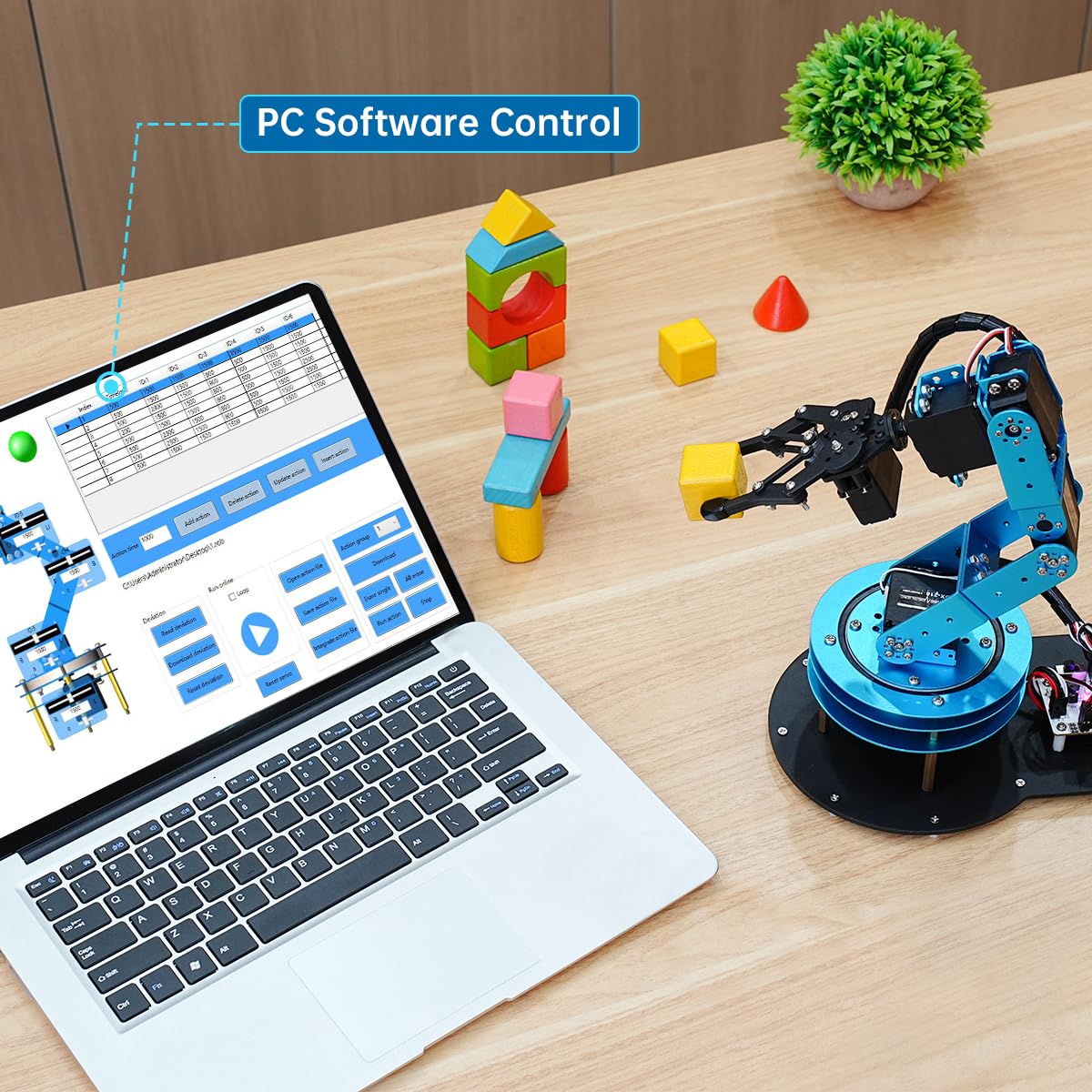 Robotic Arm Kit 6DOF Programming Robot Arm with 6 Servos, Handle, Mechanical Claw, etc, PC Software APP Control with Tutorial for Arduino STEM Education & Engineering Science Kits, LeArm Open Source