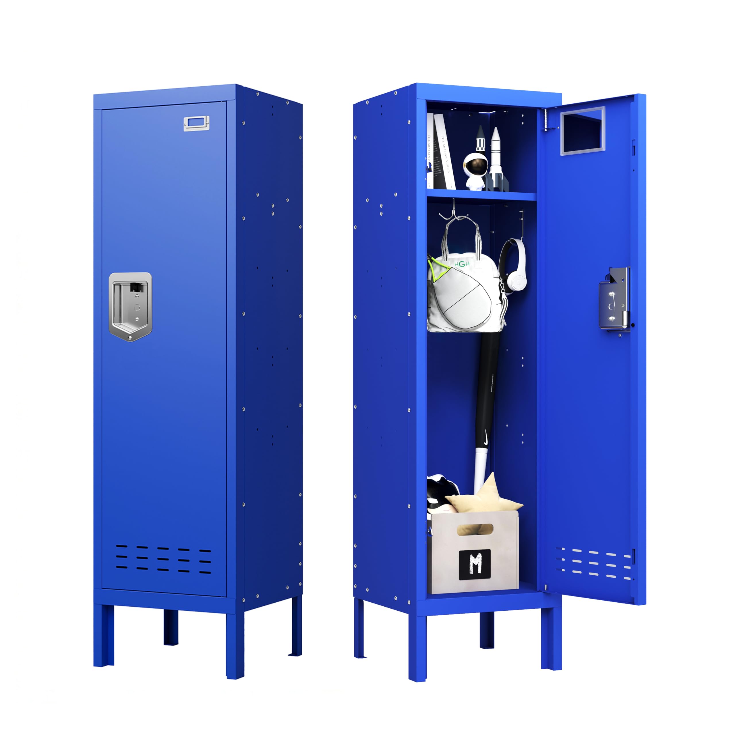 BUTISOW Metal Lockers - 66" Height Steel Lockers for Employees with 5 Door Storage Locker with Card Slot for Employees Gym School Home Office Garage - Assembly Required