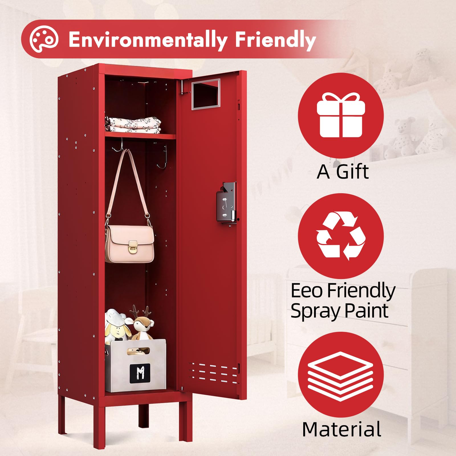 BUTISOW Metal Lockers - 66" Height Steel Lockers for Employees with 5 Door Storage Locker with Card Slot for Employees Gym School Home Office Garage - Assembly Required