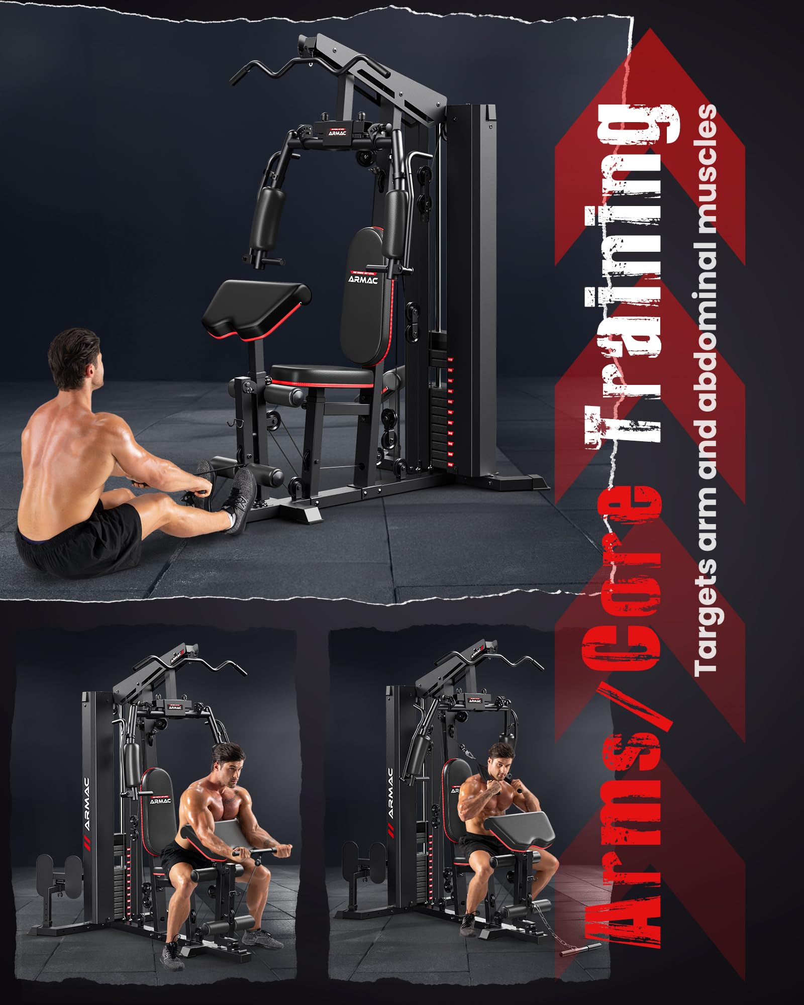 Sportsroyals Home Gym, Multifunctional Workout Station with Leg Press, 150LBS Weight Stack Full Body Workout Equipment for Home Exercise Fitness Strength Training