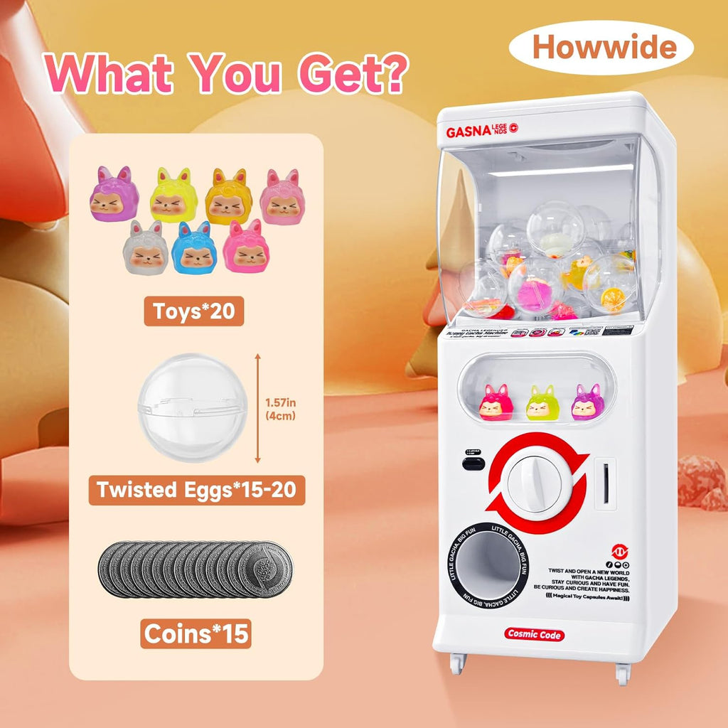 Capsule Vending Machine Toy Mini Vending Machine for Kids & Adults 25 Cents Coin Operated Gumball Prize Machine Capsule Toys Dispenser Claw Machine for Kids Game Gifts Raffle