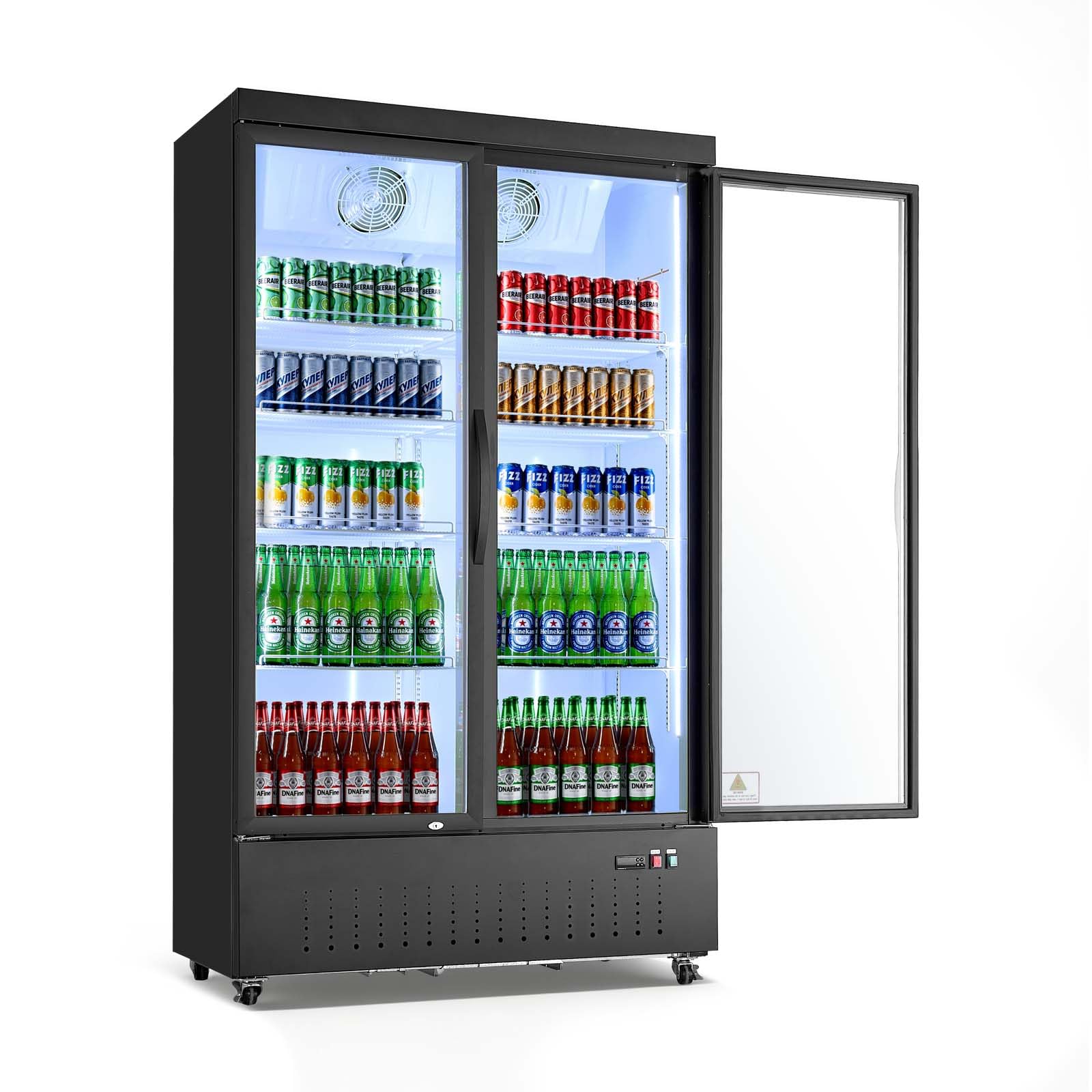 VEVOR Commercial Merchandiser Refrigerator, 6.9 Cu.Ft / 195L Glass Door Display Refrigerator, Upright Beverage Cooler Fridge with 4 Adjustable Shelves, Soft LED Light & Casters for Homes Shops Bars
