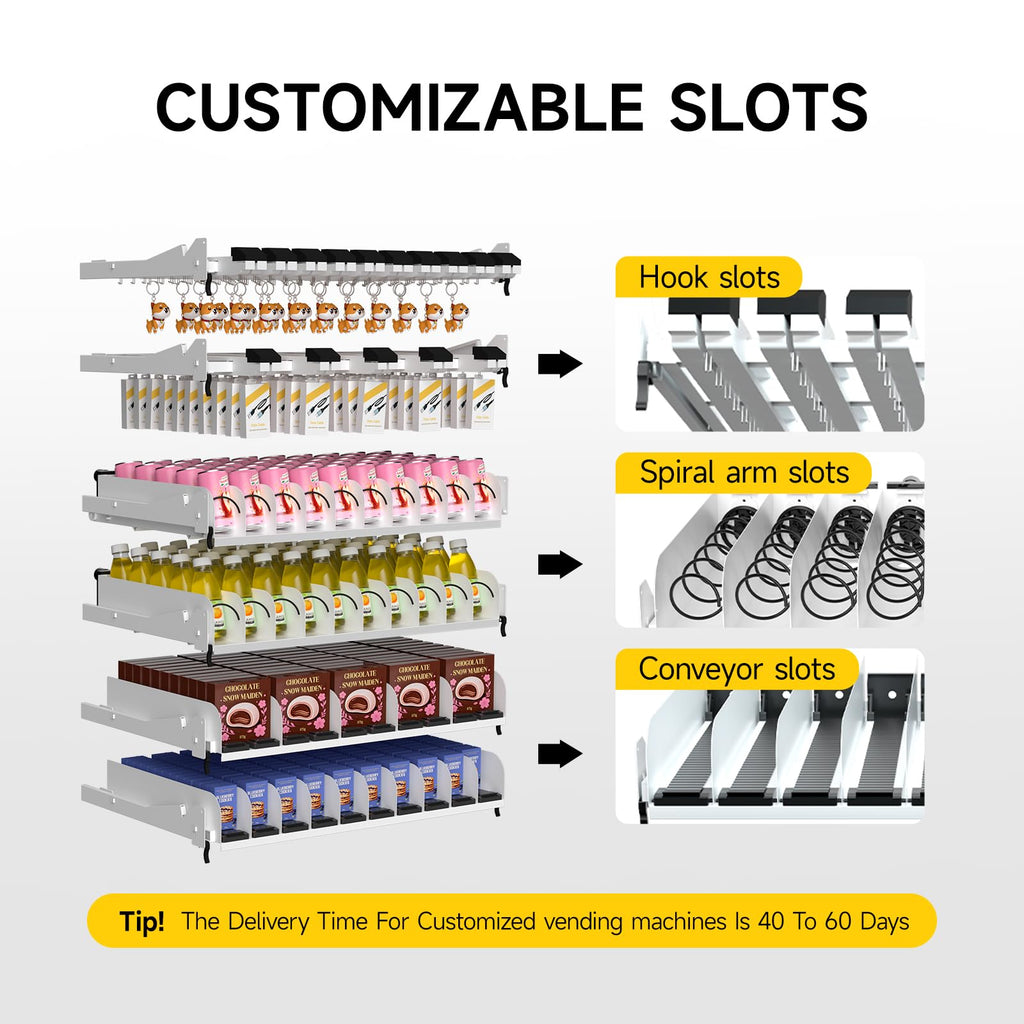 60-Slot Commercial Vending Machine for Sale, Refrigerated Vending Machine Snacks and Drinks Combo with Credit Card & NFC Payment, Vending Machine for Home, Offices and Gyms, Vending Machines Cheap