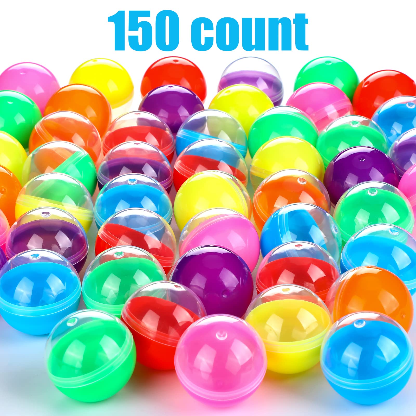 Sosation 150 Pcs 1.77 Inch Gumball Vending Machine Capsules Empty Round Plastic Containers for Prizes Party Favors (Stylish Color)