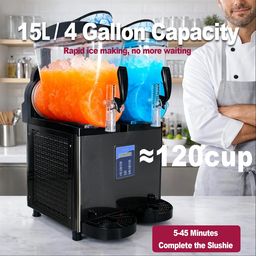 Slushie Machine Commercial 8Gal/30L, Slushy Machine Maker 900W, 2 Mods Margarita Frozen Drink Cocktail Maker for Restaurants, Bars, Cafes, Food Truck