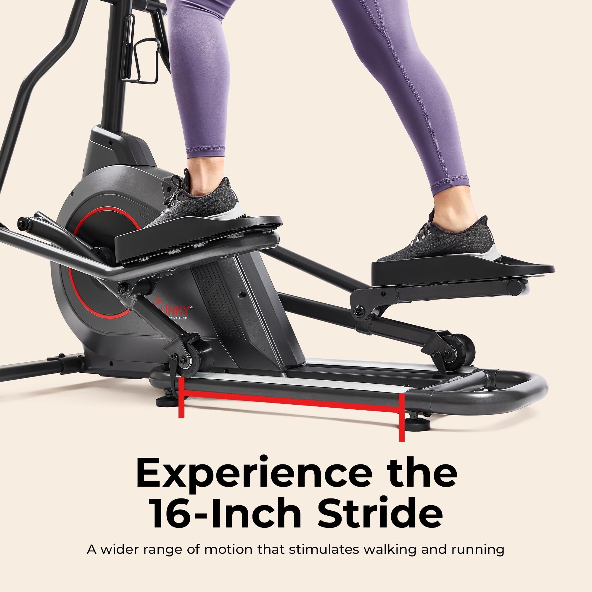 Sunny Health & Fitness Smart Upright Elliptical w/Pulse Sensor Built-in, Indoor Full-Body Cross-Training & Cardio Exercise Machine for Home, Free SunnyFit App Connection