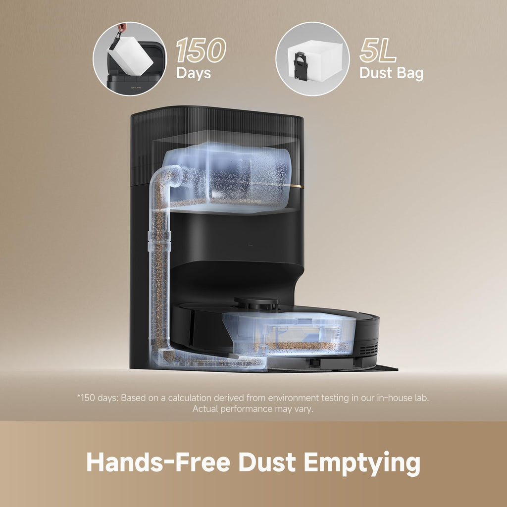 DREAME D20 Air Plus Robot Vac and Mop Combo with 20,000Pa Suction, Anti-Tangling Tech, Auto-Emptying Dock, Deep Carpet Cleaning and Smart Navigation White