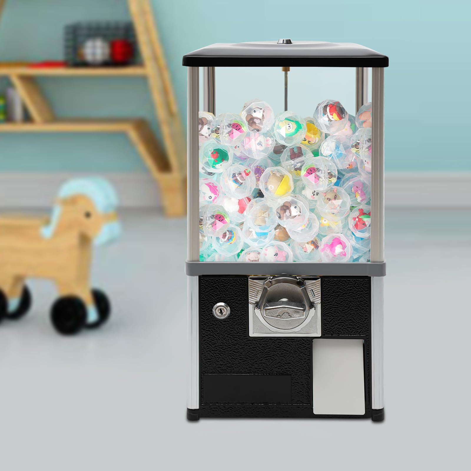 Vending Machines, 25 Cents Coin Operated Vending Machine Commercial Large Capacity Gumball Machine Capsule Toys Vending Dispenser Vending Machine for Amusement Parks, Retail Stores (White)