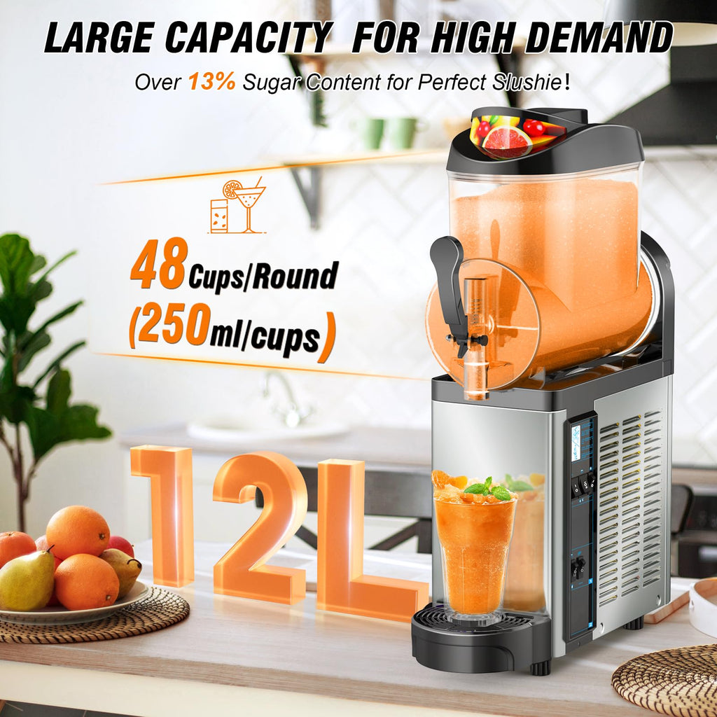 Ultimate Commercial Slushy Machine – 12X3 Tank Stainless Steel Slush Machine,Commercial Frozen Drink Maker for Juices, Margaritas, and Cocktails – Ideal for Bars and Restaurants