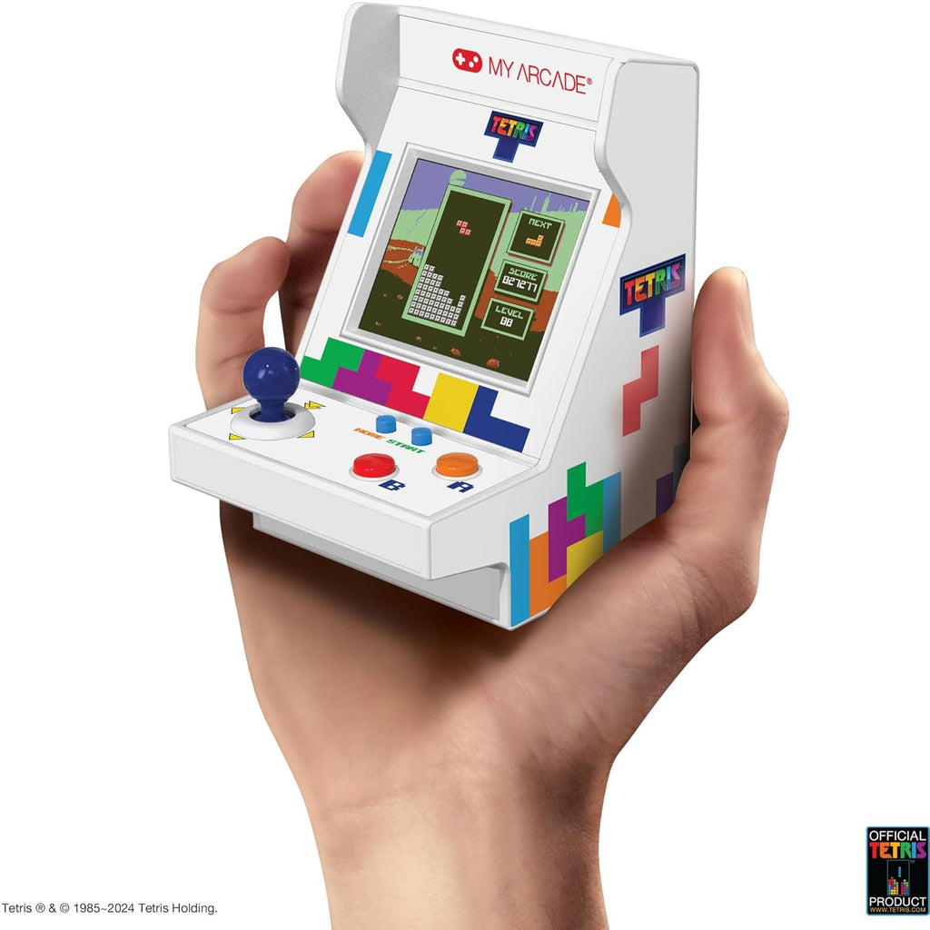 MY ARCADE Tetris Pico Player: 3.7" Fully Playable Portable Tiny Arcade Machine with 101 Retro Games, 2" Screen Color Display, Small