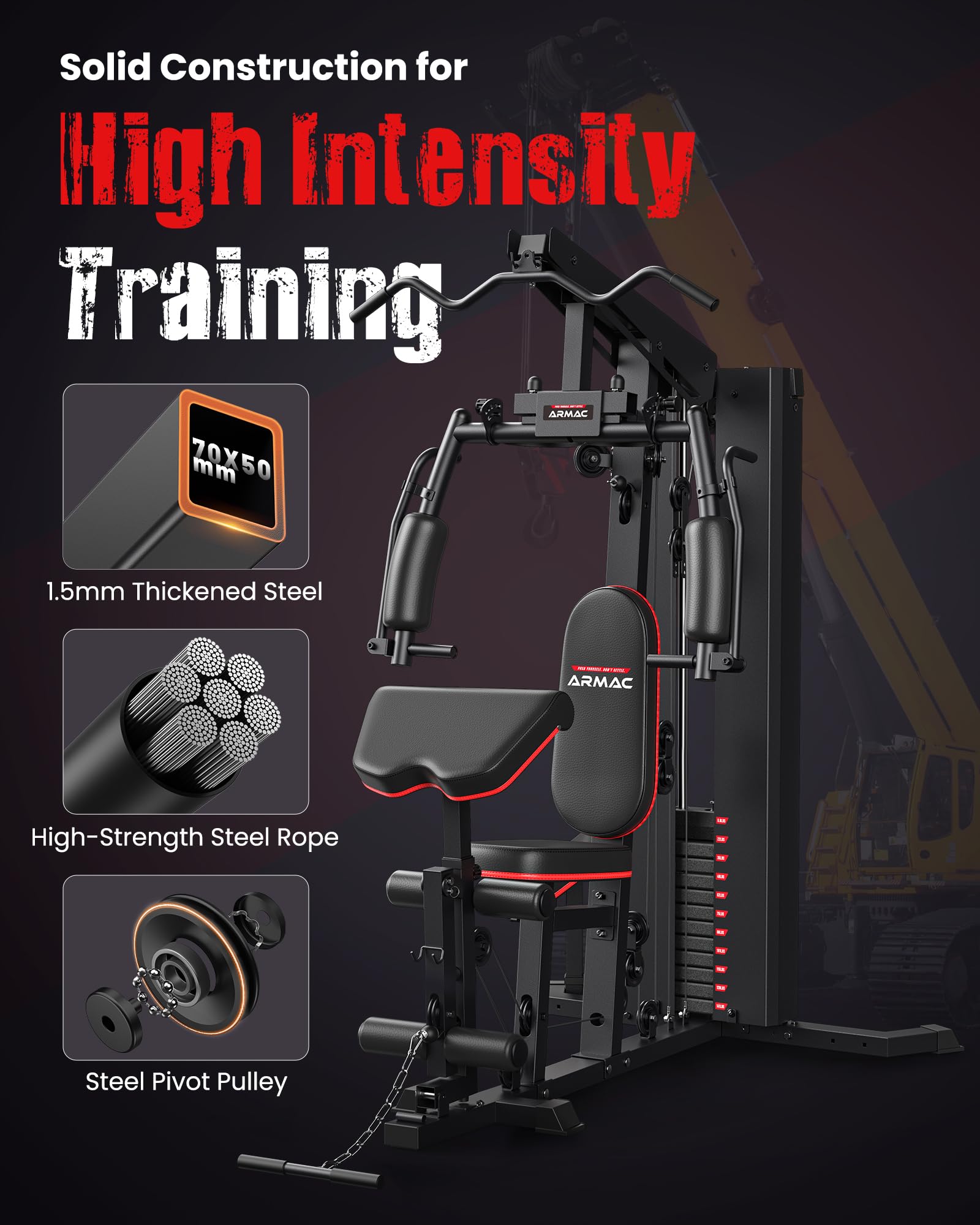 Sportsroyals Home Gym, Multifunctional Workout Station with Leg Press, 150LBS Weight Stack Full Body Workout Equipment for Home Exercise Fitness Strength Training