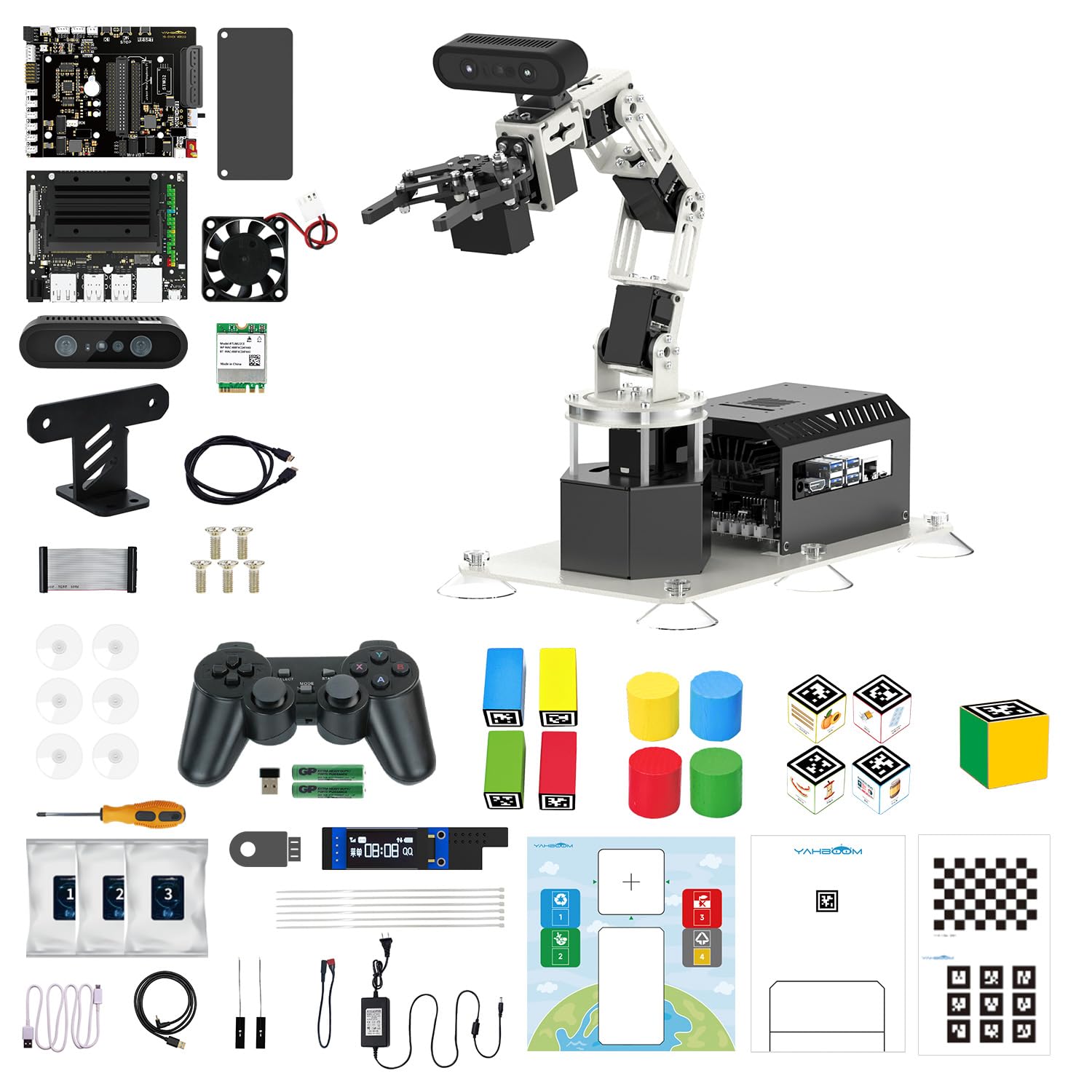 Yahboom ROS2 Robot Car Ackerman Steering Chassis,AI Visual Recognition Embodied Intelligence AI for Jetson Nano B01 4GB,AI Voice Interaction(Superior Ver with Nano-4GB)