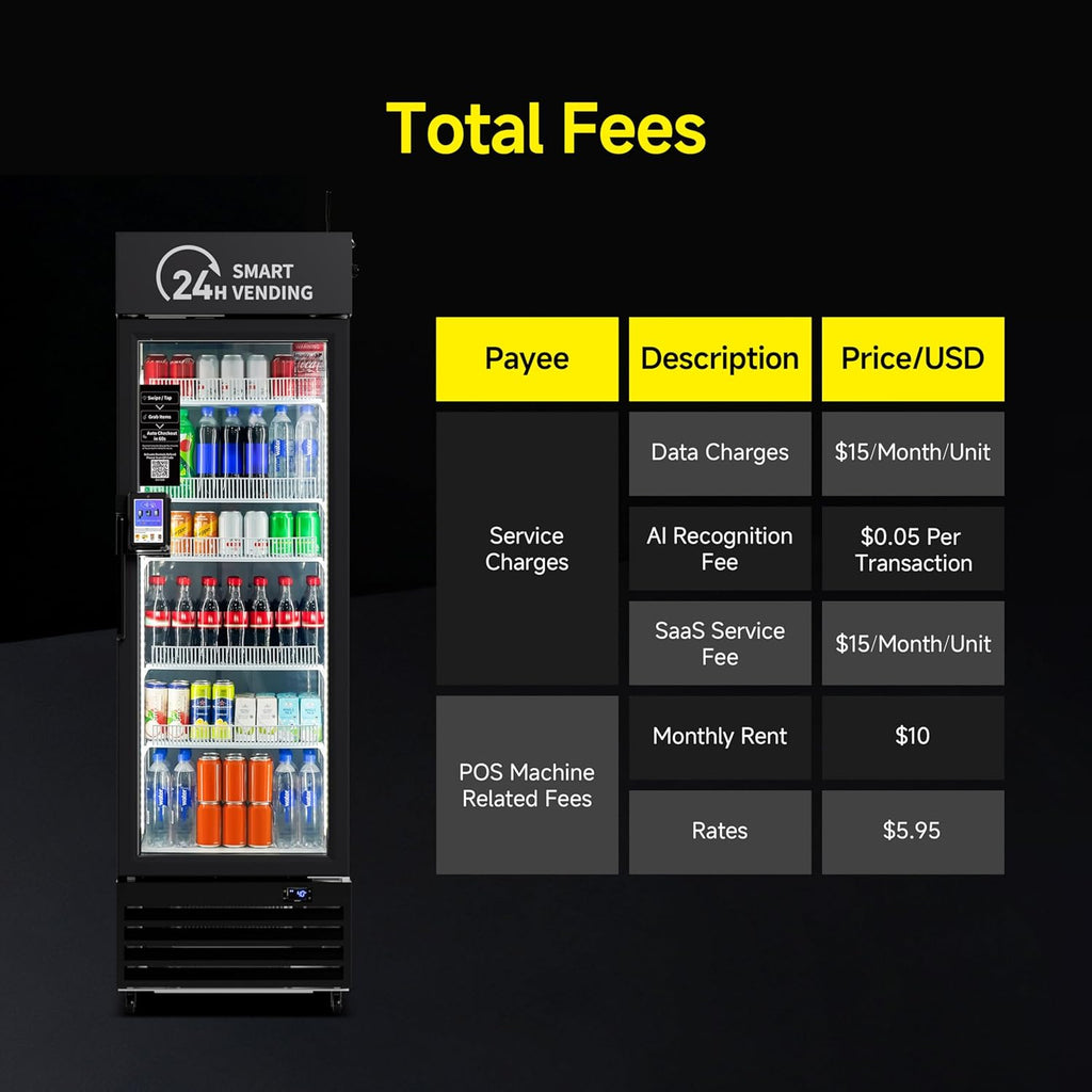 HAHA Smart AI Vending Machine for Business, Multi-Item Combo Vending with APP Management & Cashless Payment, Refrigerated Beverage US620-528 Bottles