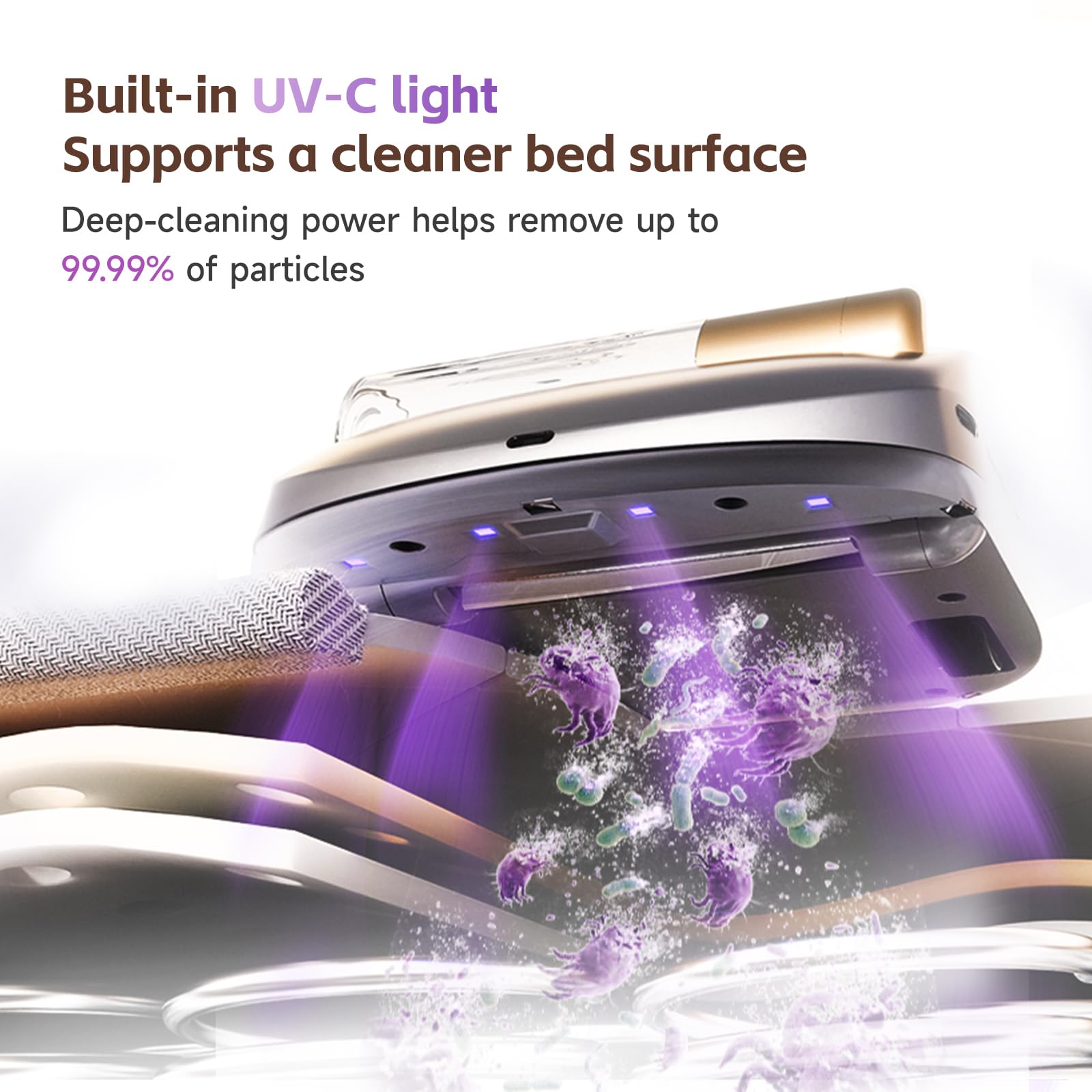 CREATULIZE X1 Robot Bed Vacuum, Automatic Mattress Vacuum Cleaner with Intelligent Path Planning, UV-C Light, HEPA Filter, One-Click 100% Dust & Pet Hair Removal for Bed, Mattress, Sofa, Carpet