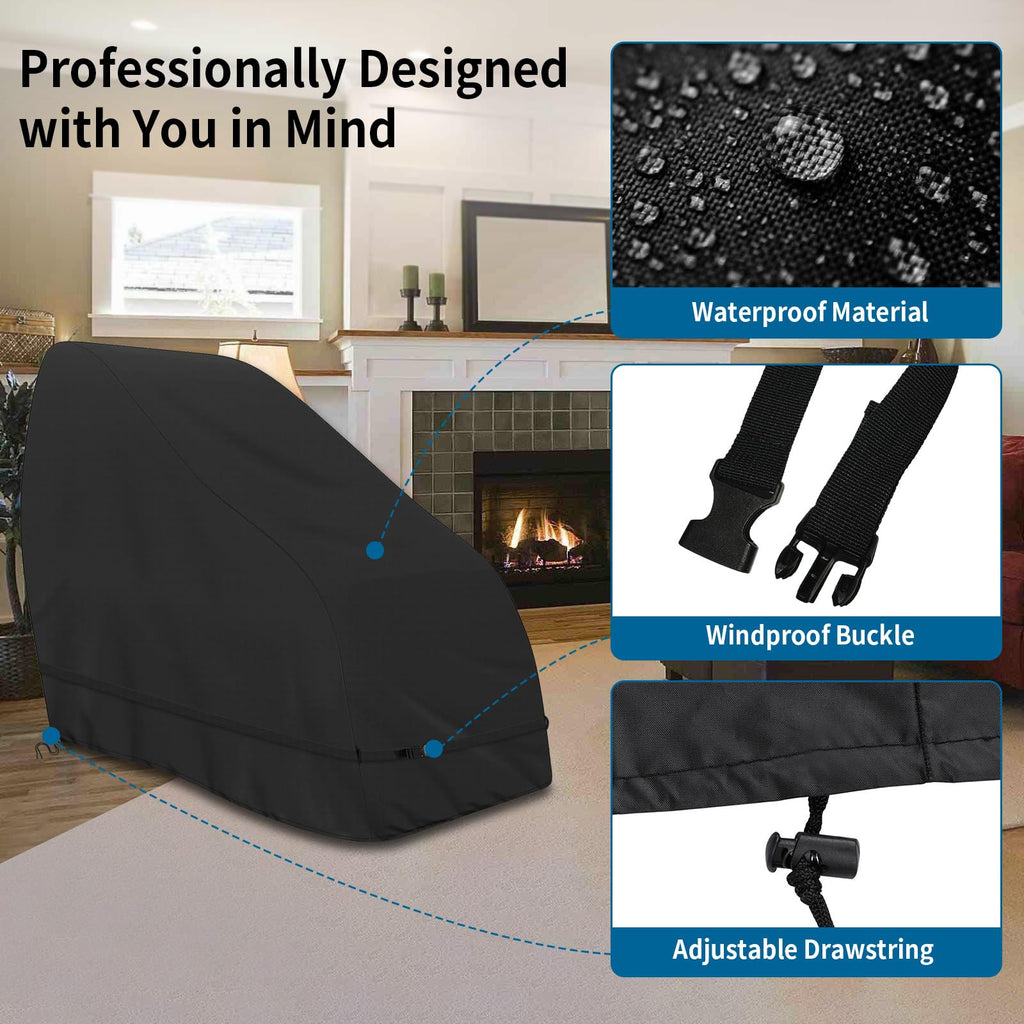 Roasivi Massage Chair Cover Waterproof Massage Chair Full Body Protector Zero Gravity Armchair Cover 420D Oxford Fabric with Drawstring and Buckle 59 "L x 36"W x 47.5"H Black
