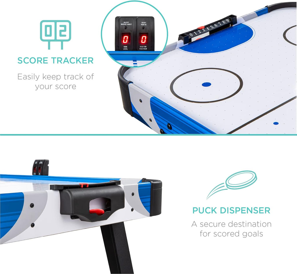 Best Choice Products 58in Mid-Size Arcade Style Air Hockey Table for Game Room, Home, Office w/ 2 Pucks, 2 Pushers, Digital LED Score Board, Powerful 12V Motor, Carrying Bag