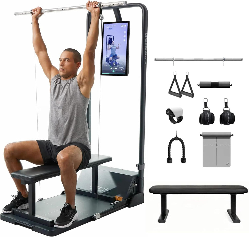 Speediance Gym Monster, Works & Adjustable Barbell Hooks & Skiing Handles 2 & Weight Lifting Belt & Extender Belt Attachment Bundle