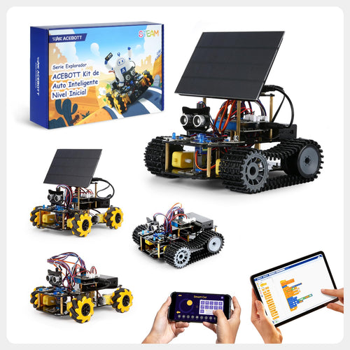 4-in-1 ESP32 Smart Camera Solar Robot Car, 4WD Remote Control Car Robotics Kit for 8-12 12-16+ Kids Teens, Electronics Programming STEM Toy Science Coding Kit Compatible with Arduino/Scratch/Phython