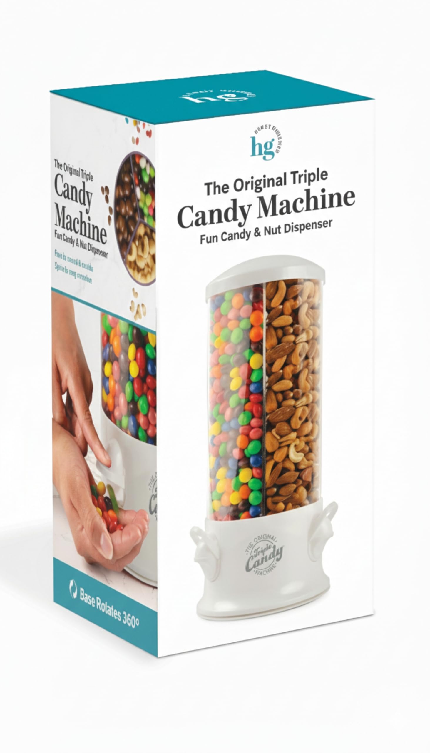 Handy Gourmet Original Triple Candy Machine-Fun Candy & Nut Dispenser-New & Improved (Pearl White), Standard (JB8450PWHI)
