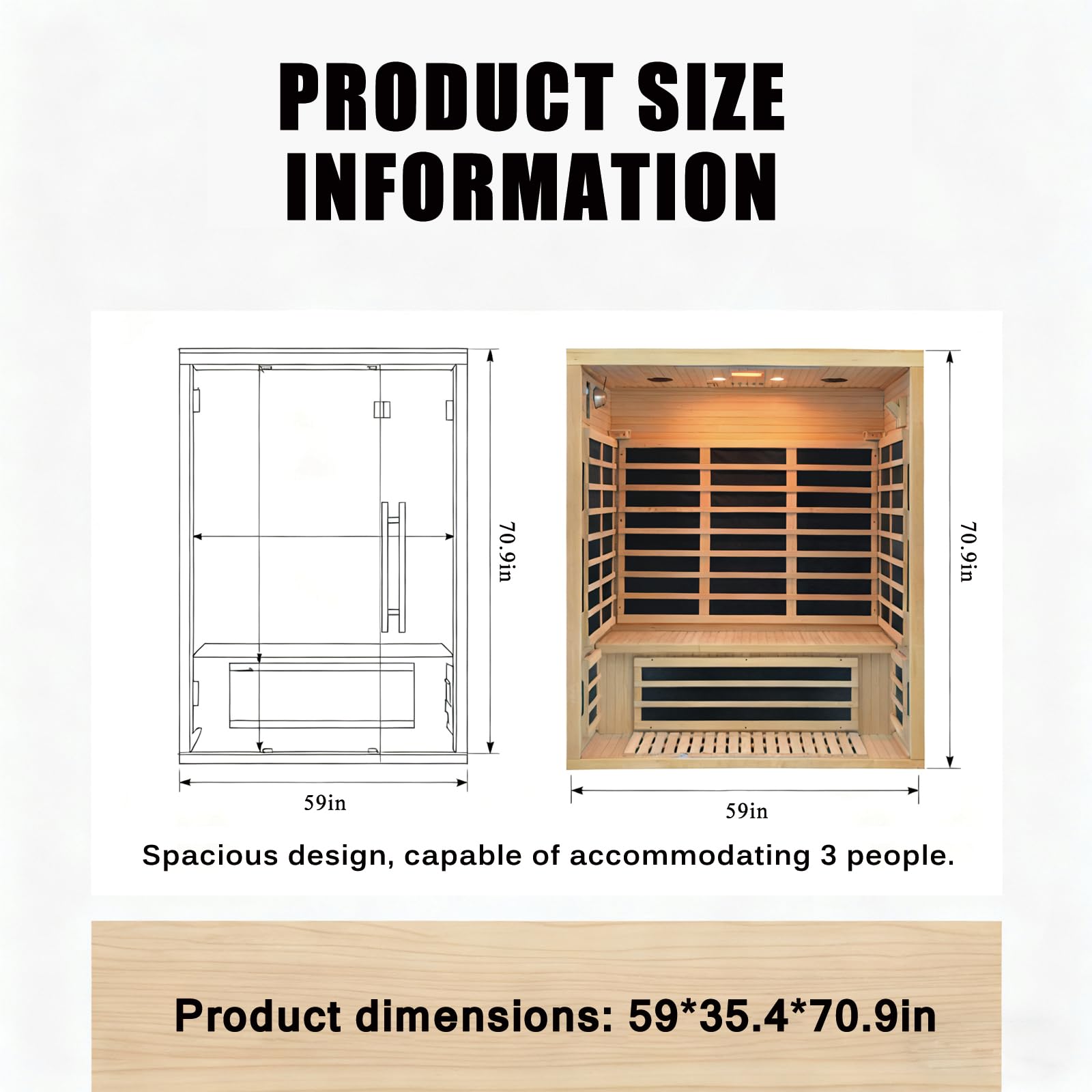 1350W Far Infrared Home Sauna, Energy-Efficient Fast-Heating Indoor Sauna Room with Bluetooth & 7-Color Therapy, Canadian Hemlock Wood, Modular Design - Ideal for Home Gym, Family Relaxation