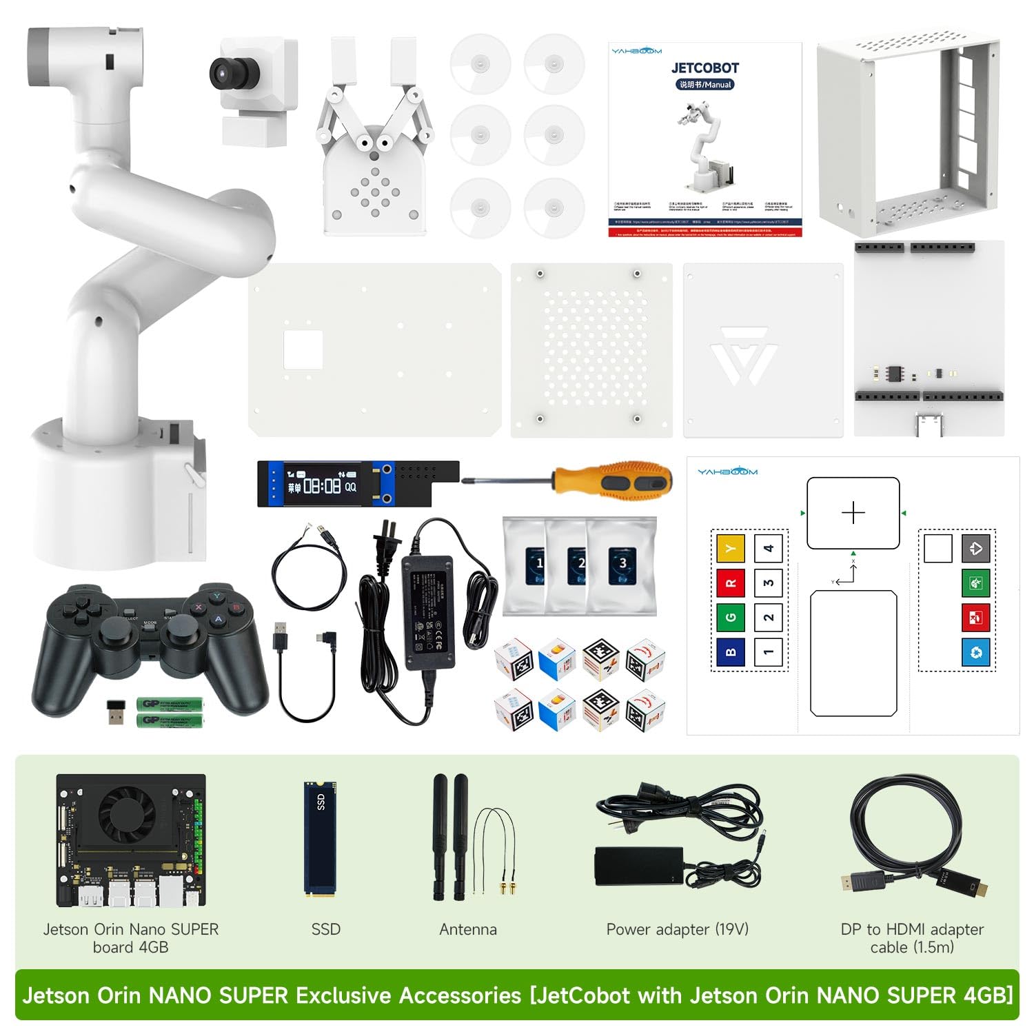 Yahboom Jetson Orin Nano Super 8GB 67Tops Robotic Arm MyCobot280 7DOF Collaborative Robot Desktop Educational Robotic Arm Python with Adaptive Gripper
