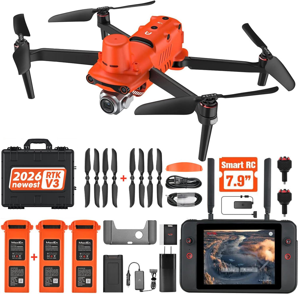 Autel Robotics EVO II PRO RTK V3 w/Real-time Centimeter-Level Positioning | S-ony 1'' 6K/30fps HDR Camera, GNSS Base Station & PPK Support, Remote ID, 38 Min, 15KM, for Mapping/Urban Planning/Searching